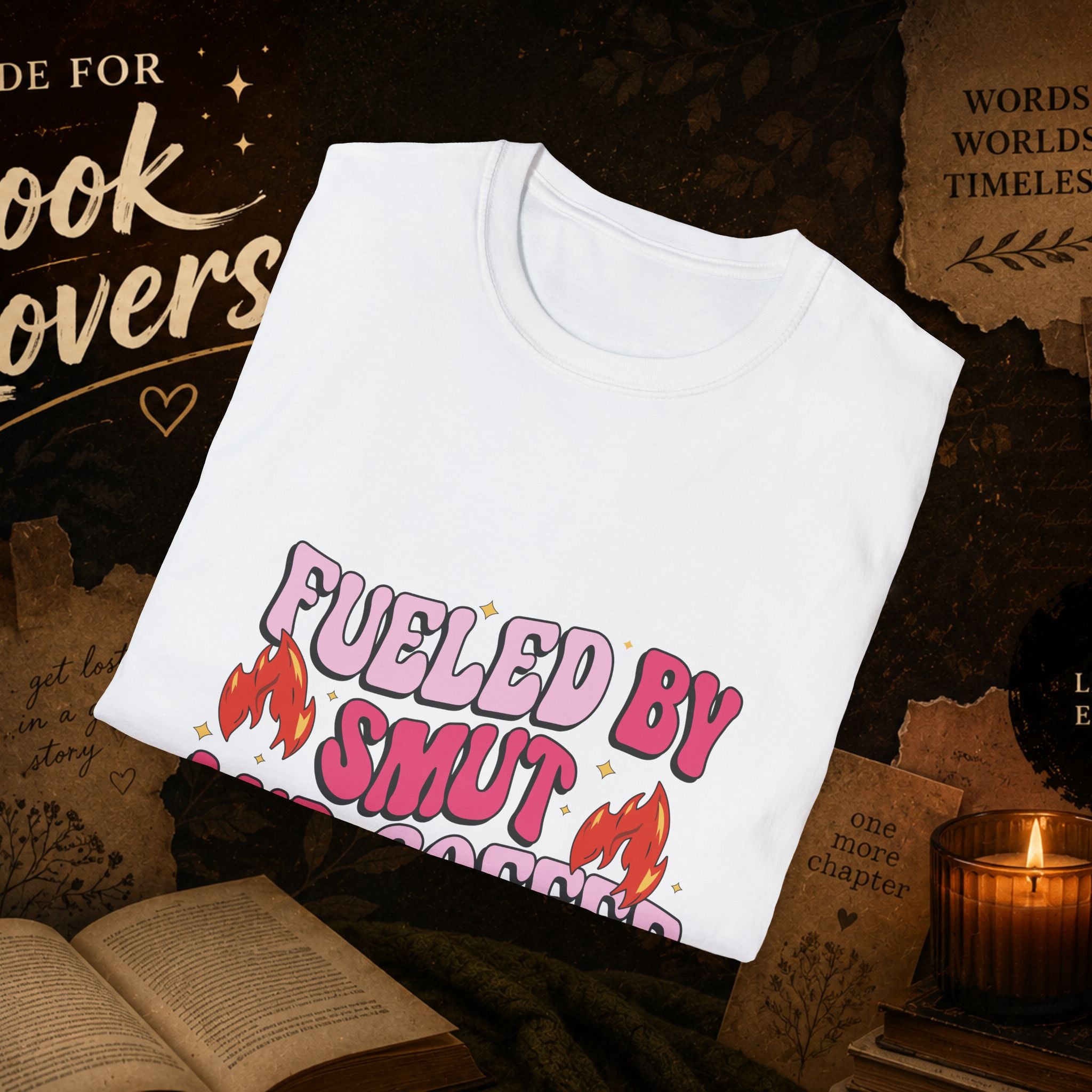 Fueled by Smut and Coffee T-Shirt – Funny Booklover Graphic Tee