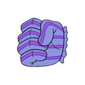 Purple Striped Fist Kiss-Cut Sticker — Cozy Empowerment Laptop Decal