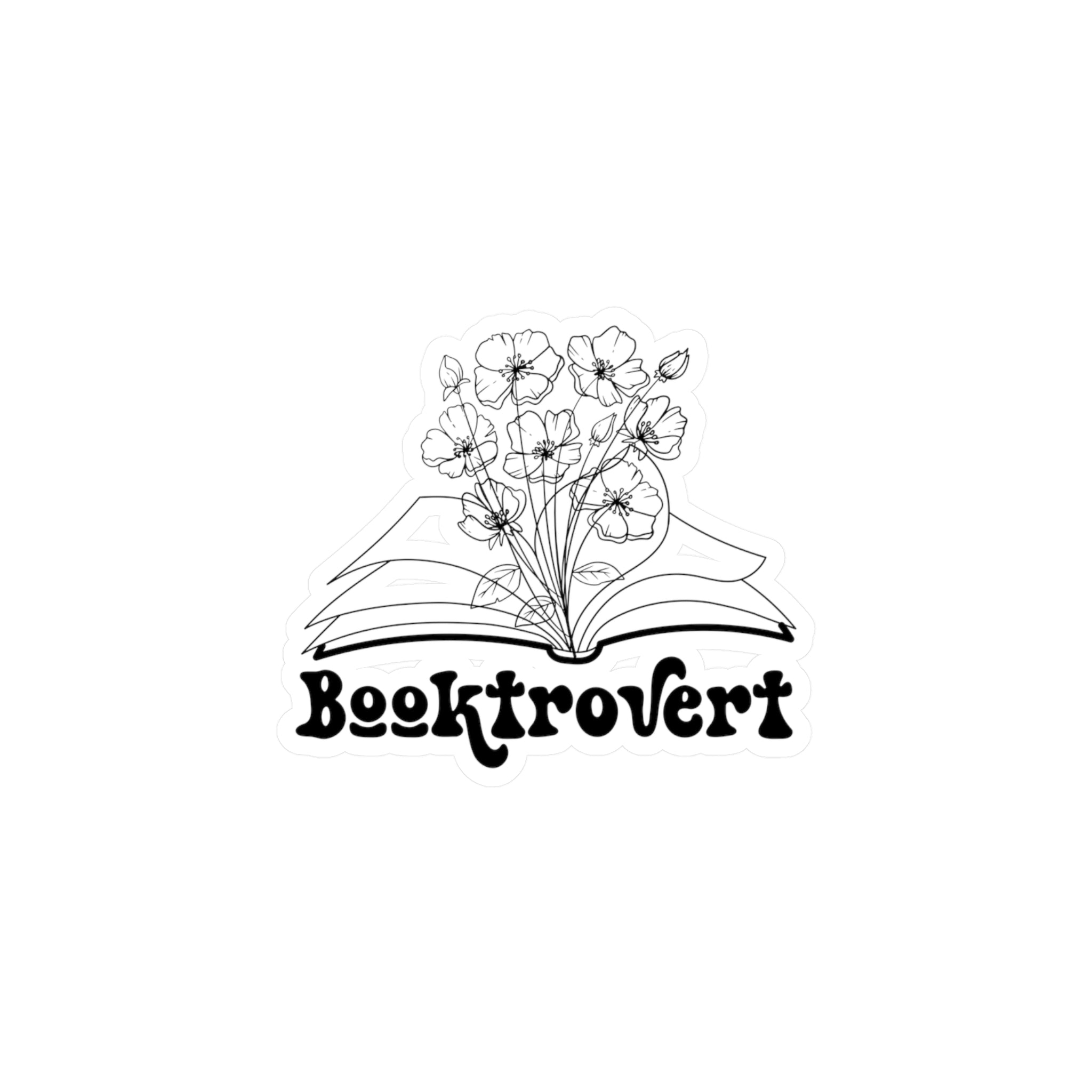 Booktrovert Vinyl Sticker — Floral Open Book Kiss-Cut Decal for Laptops, Water Bottles & Journals