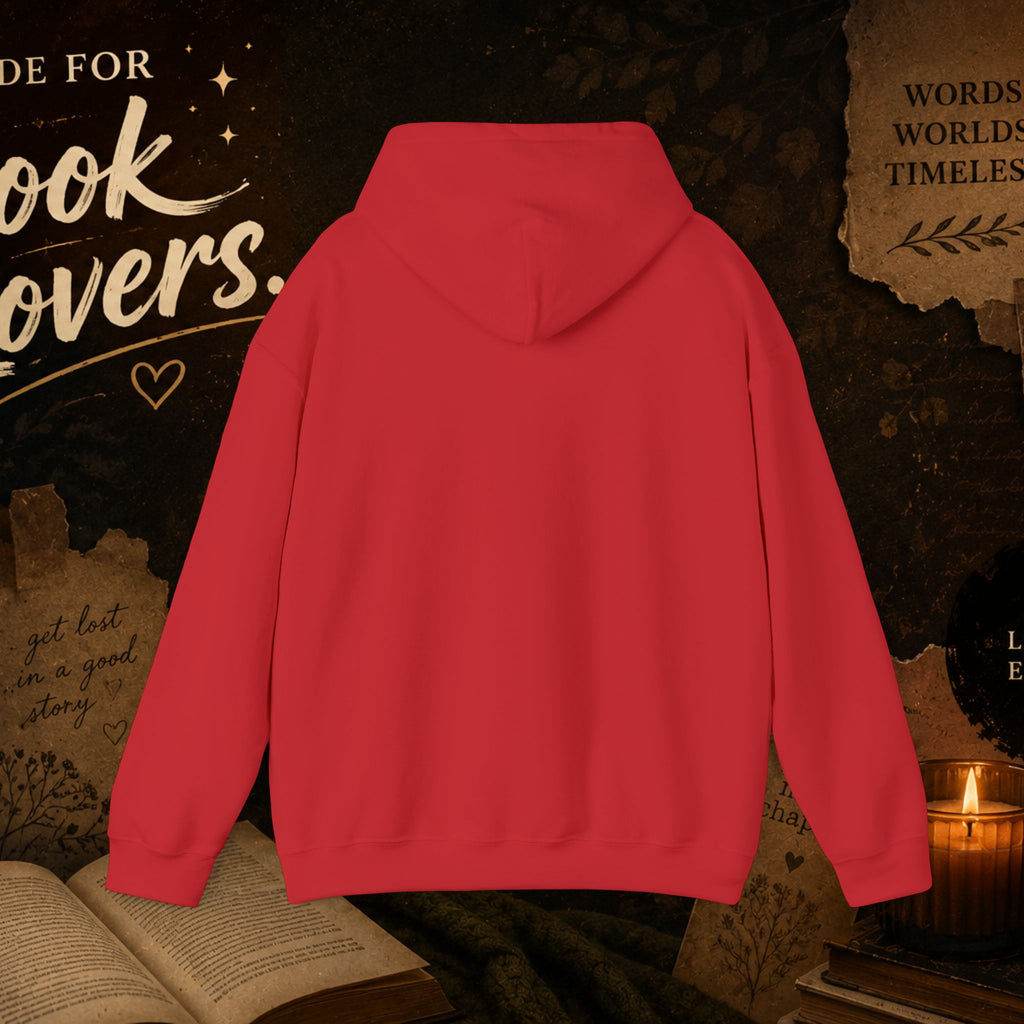 Book Lover Heart Hoodie — "Books" Script Chest Graphic