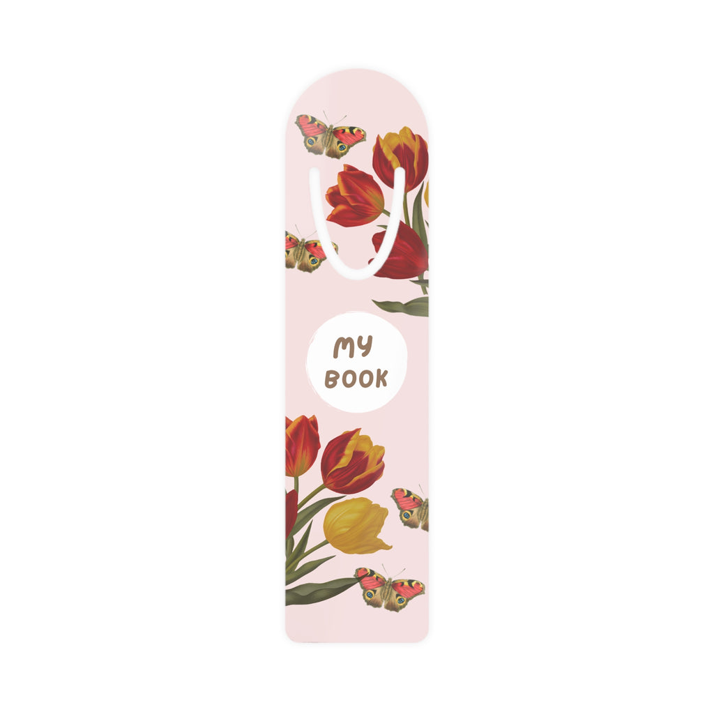 Floral Tulip Bookmark — "My Book" Metal Page Marker with Butterflies