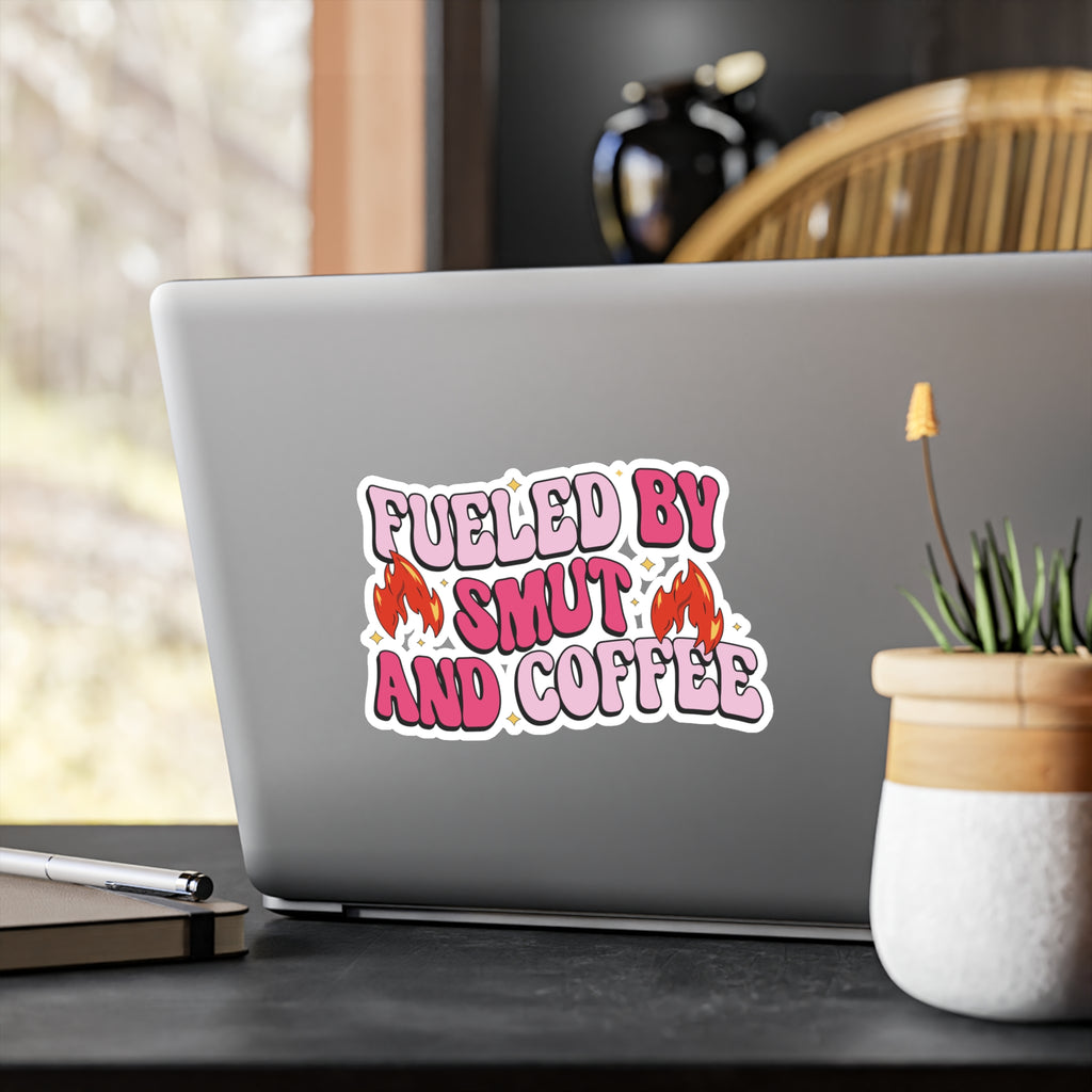 Sticker — "Fueled by Smut and Coffee" Kiss-Cut Vinyl Decal