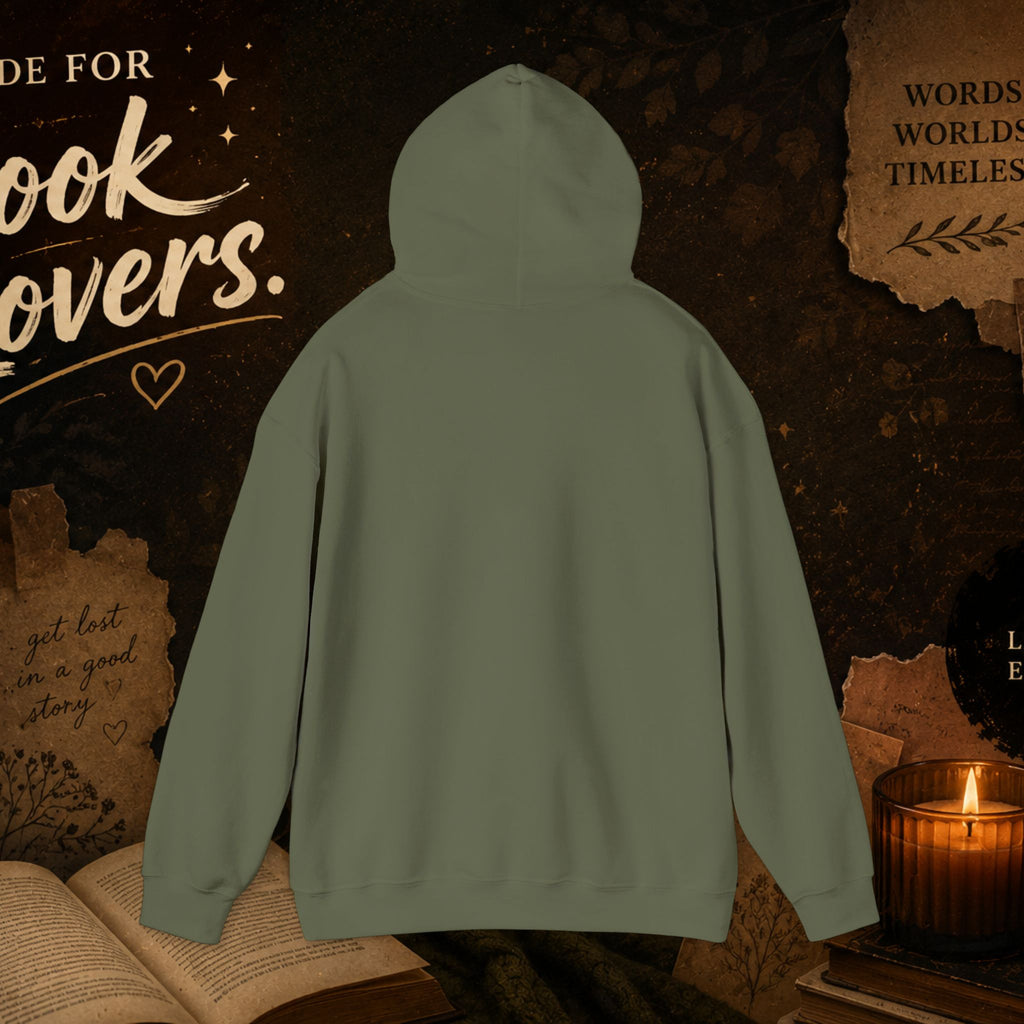Book Lover Heart Hoodie — "Books" Script Chest Graphic