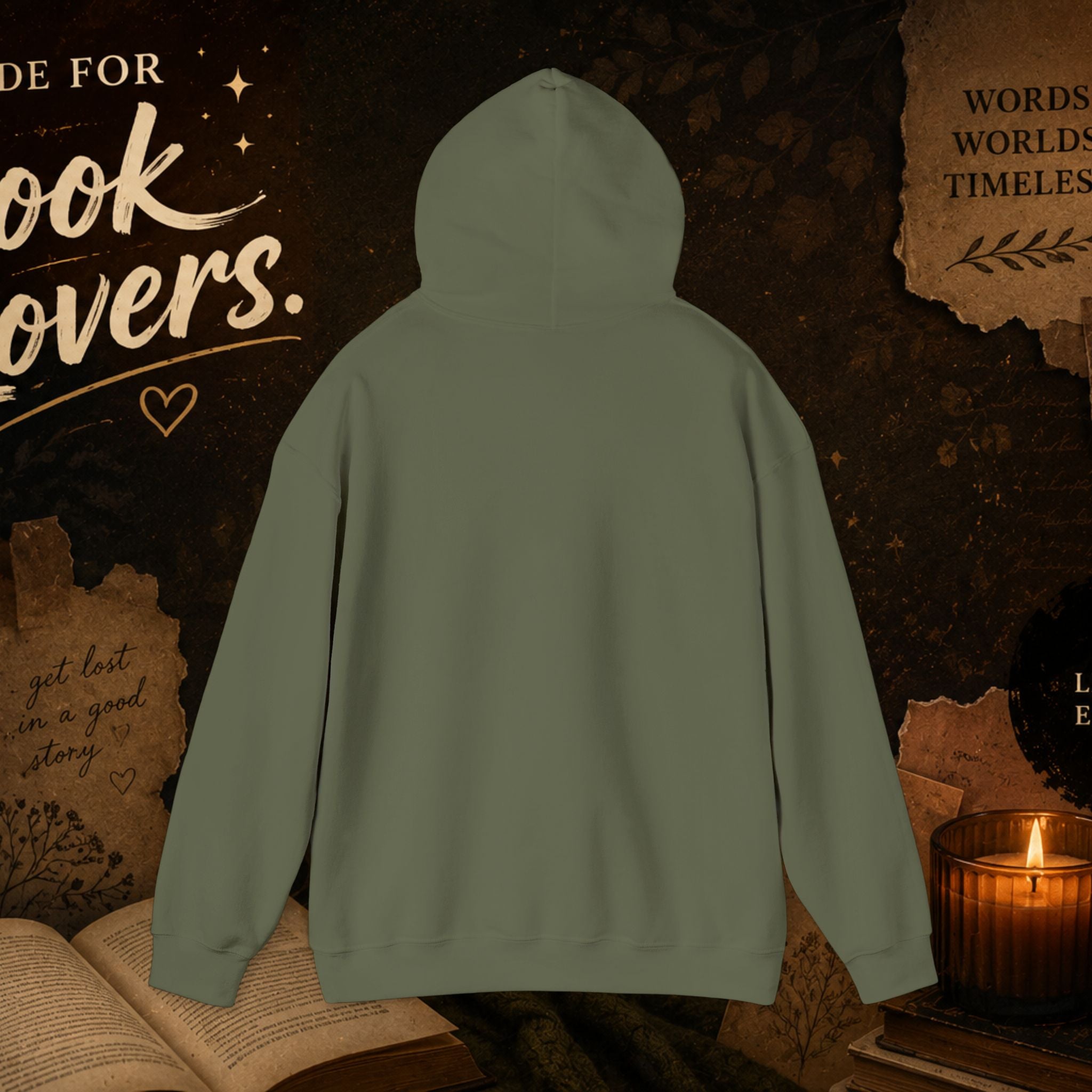 Book Lover Heart Hoodie — "Books" Script Chest Graphic