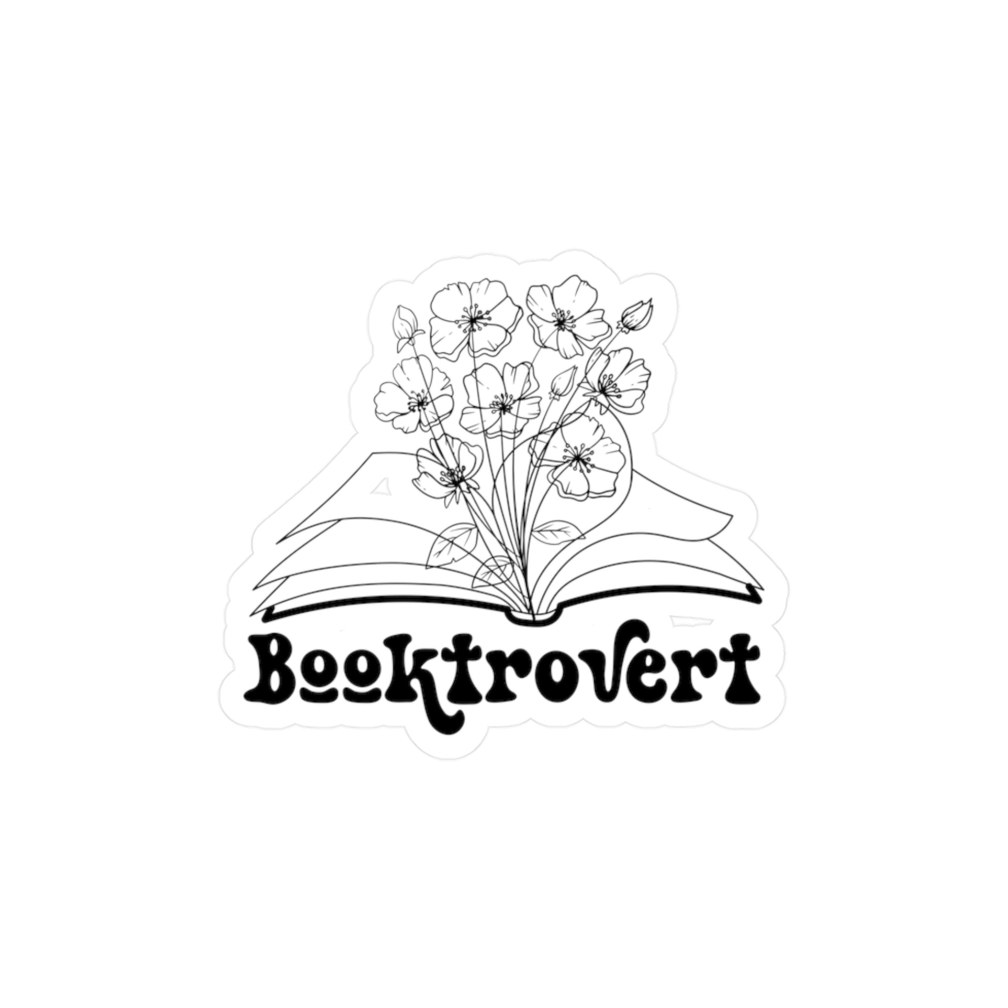 Booktrovert Vinyl Sticker — Floral Open Book Kiss-Cut Decal for Laptops, Water Bottles & Journals