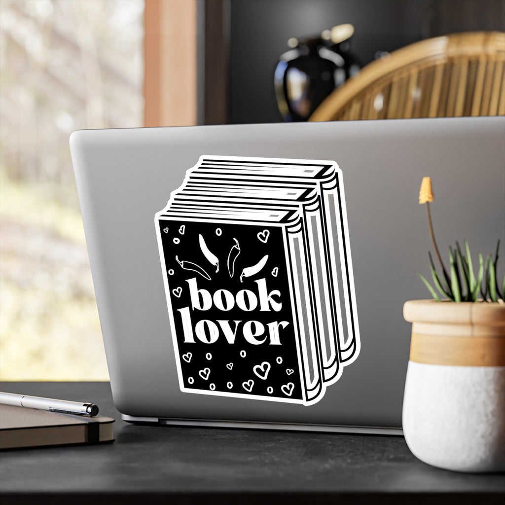 Book Lover Vinyl Sticker — Kiss-Cut Black & White Book Decal