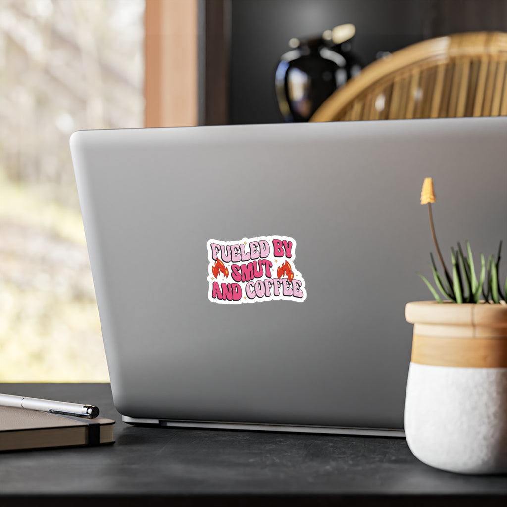 Sticker — "Fueled by Smut and Coffee" Kiss-Cut Vinyl Decal