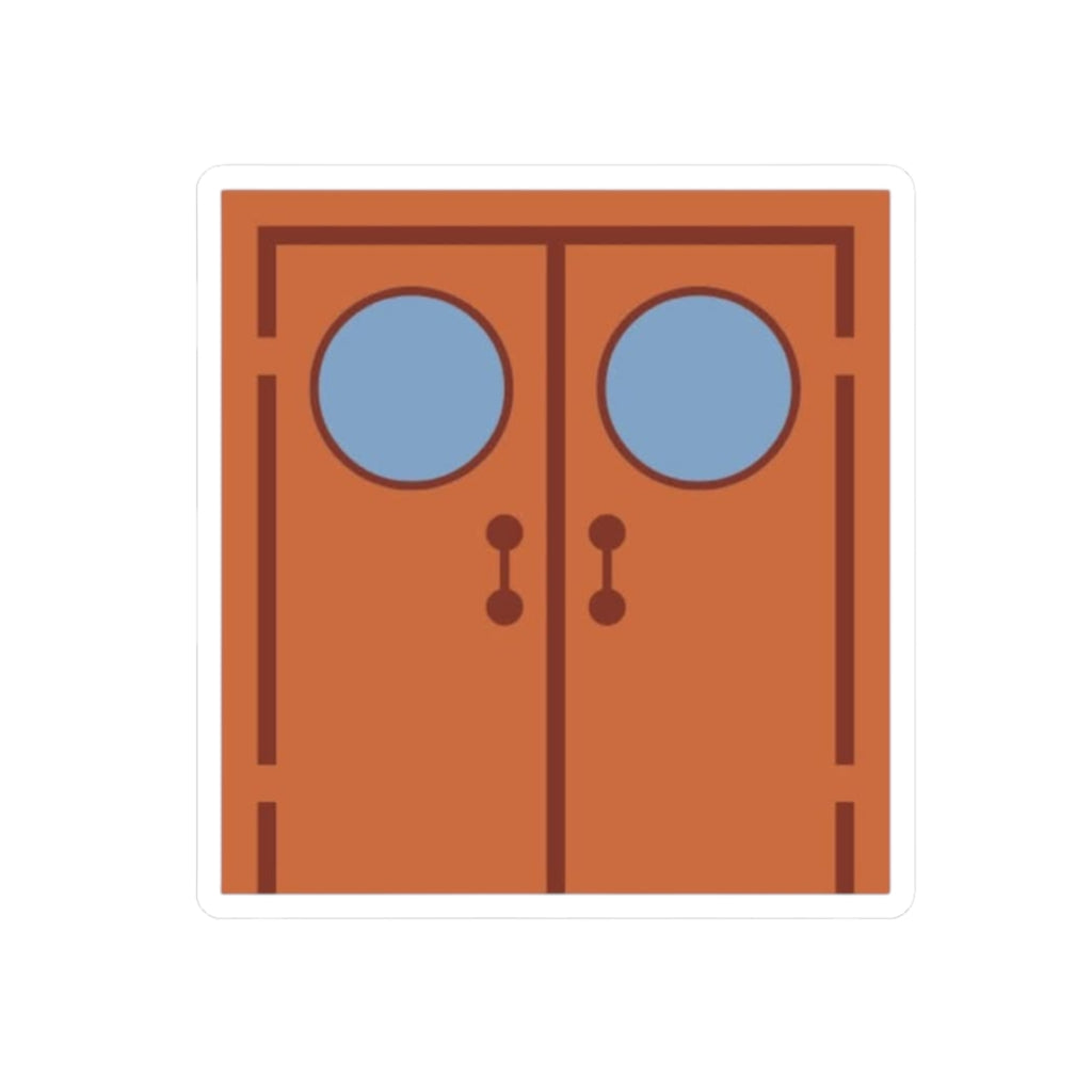 Doorway Graphic Sticker — Retro Double Doors Kiss-Cut Laptop Decal
