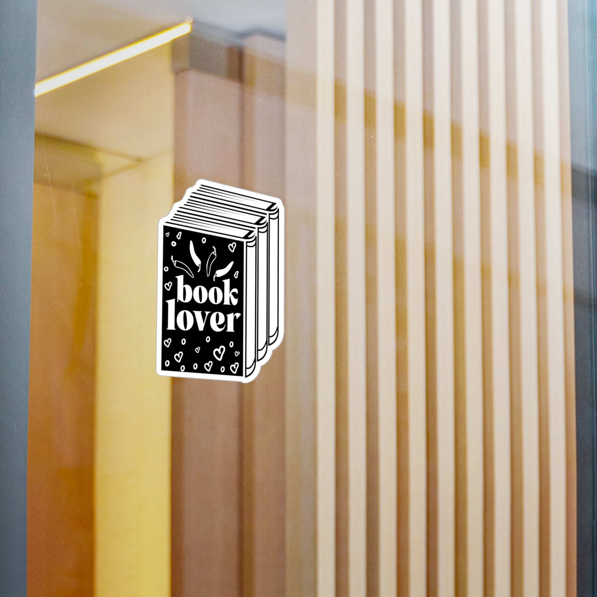 Book Lover Vinyl Sticker — Kiss-Cut Black & White Book Decal