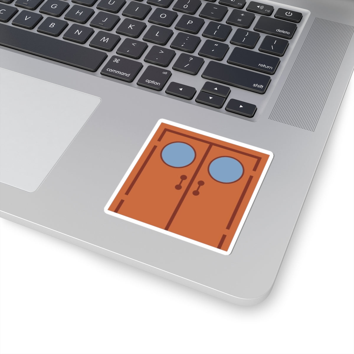 Doorway Graphic Sticker — Retro Double Doors Kiss-Cut Laptop Decal
