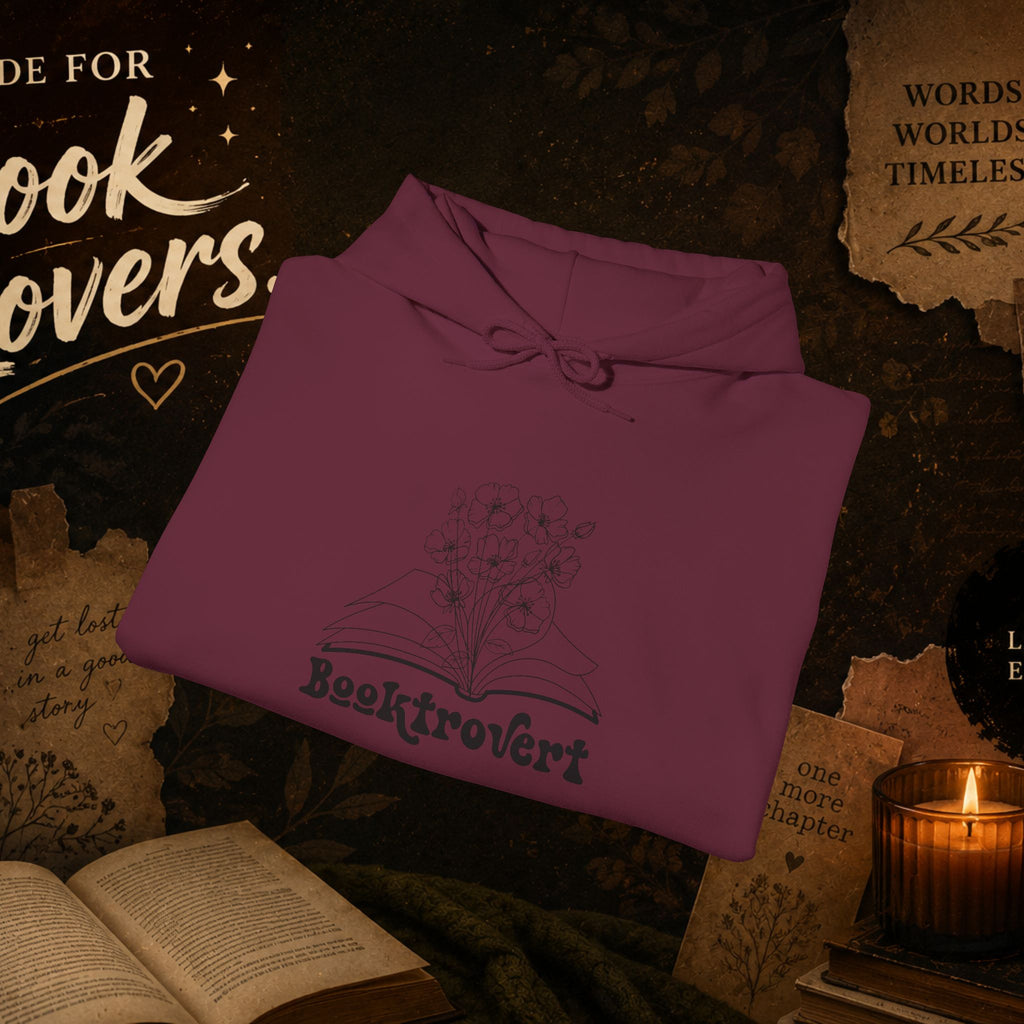 Booktrovert Hoodie — Cozy Reading Sweatshirt with Floral Open-Book Design