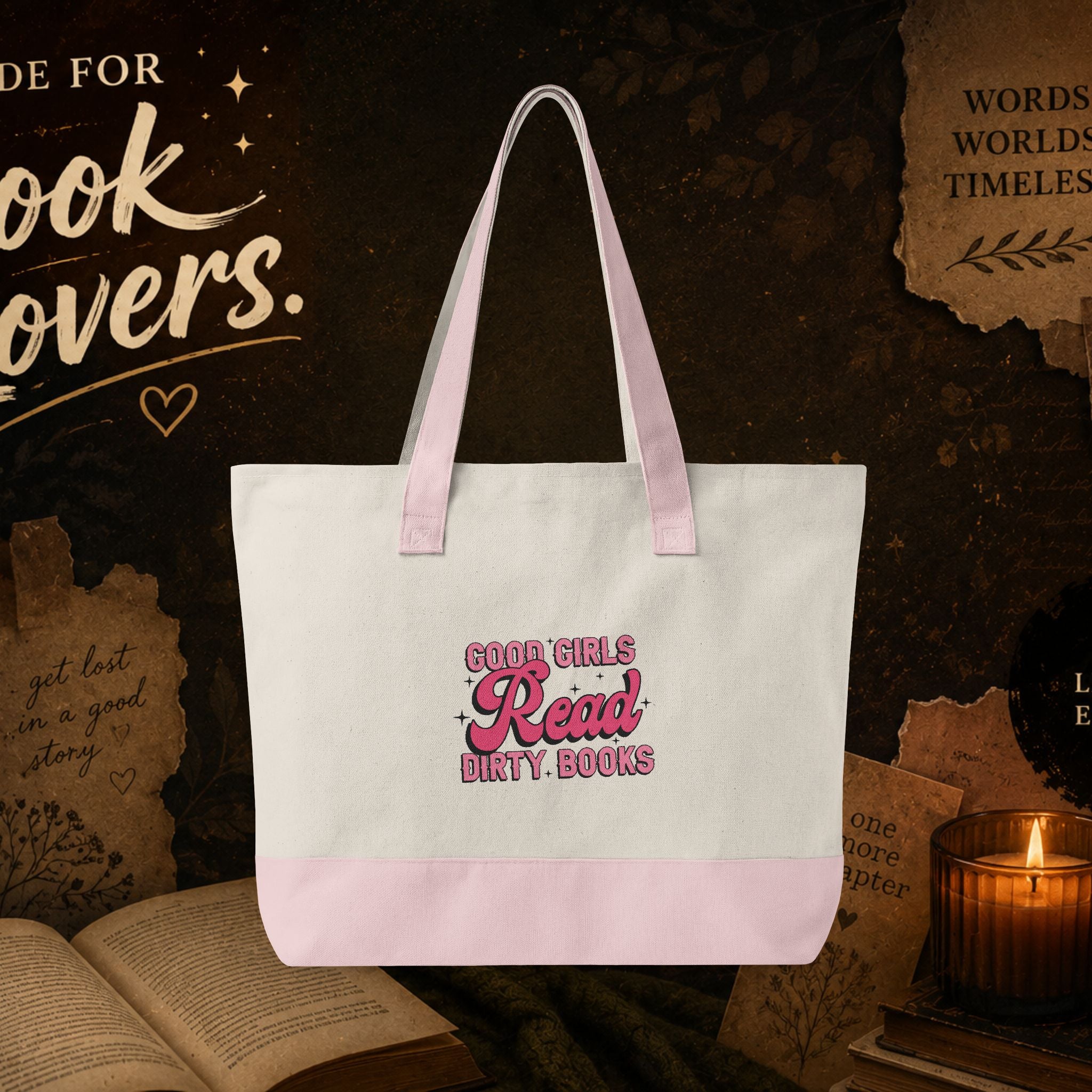 Book Club Zippered Canvas Tote — "Did You Finish?" / "Good Girls Read Dirty Books" Literary Tote