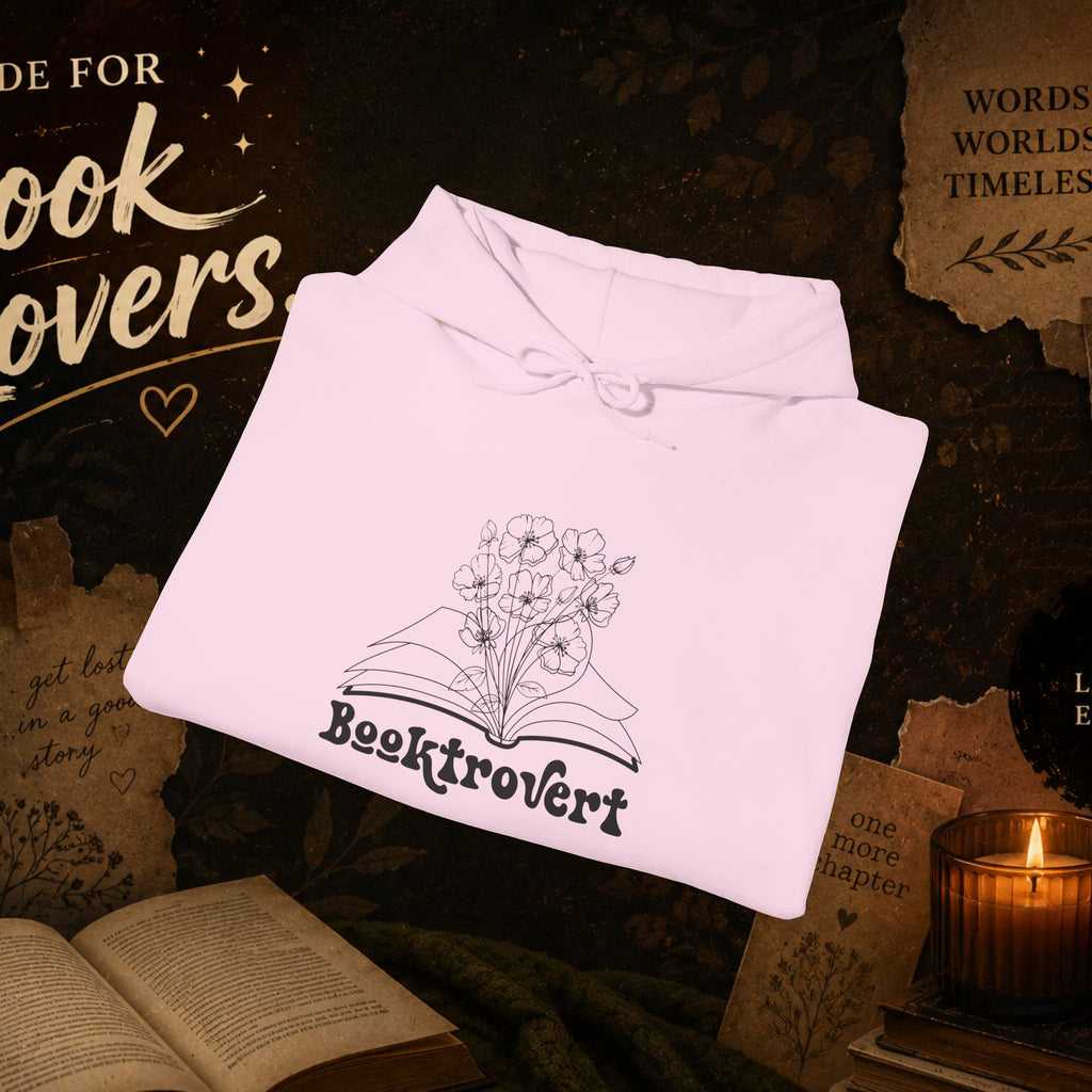 Booktrovert Hoodie — Cozy Reading Sweatshirt with Floral Open-Book Design