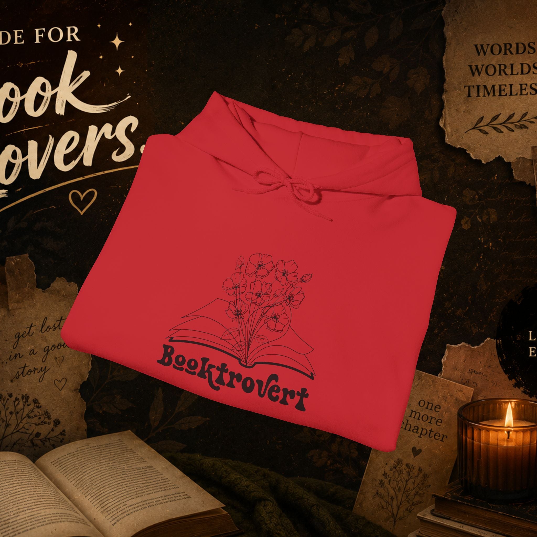 Booktrovert Hoodie — Cozy Reading Sweatshirt with Floral Open-Book Design