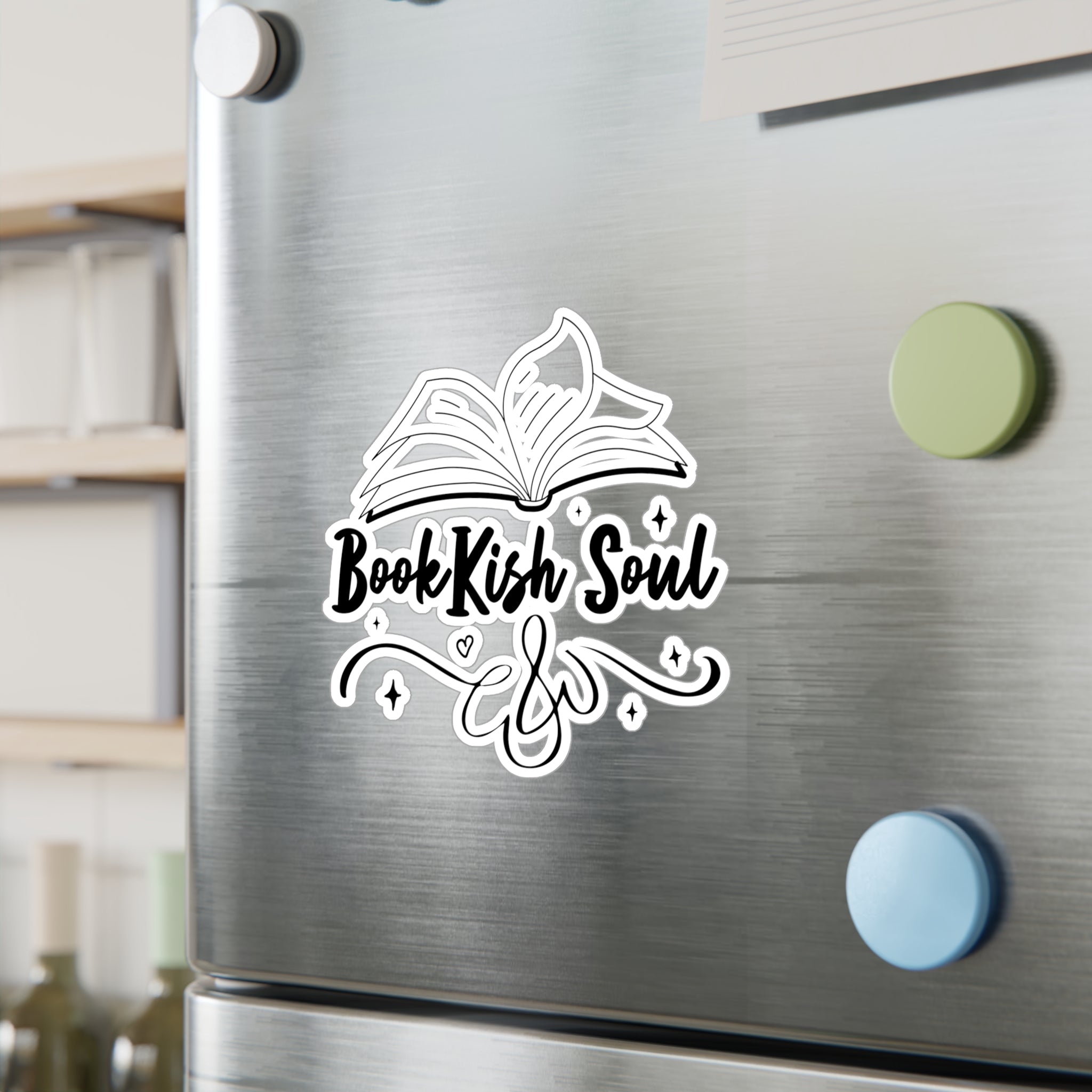 Bookish Soul Kiss-Cut Vinyl Sticker — Open Book Literary Decal for Laptops, Water Bottles, & Journals