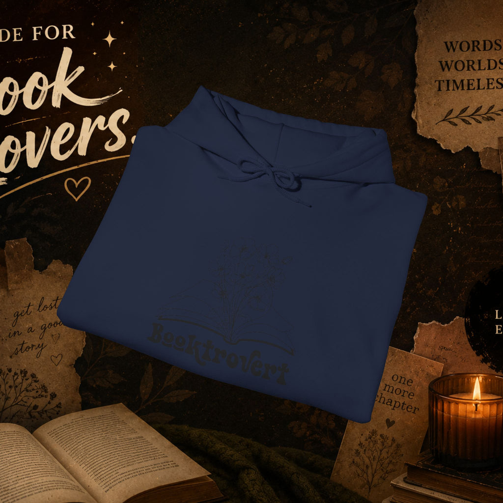 Booktrovert Hoodie — Cozy Reading Sweatshirt with Floral Open-Book Design