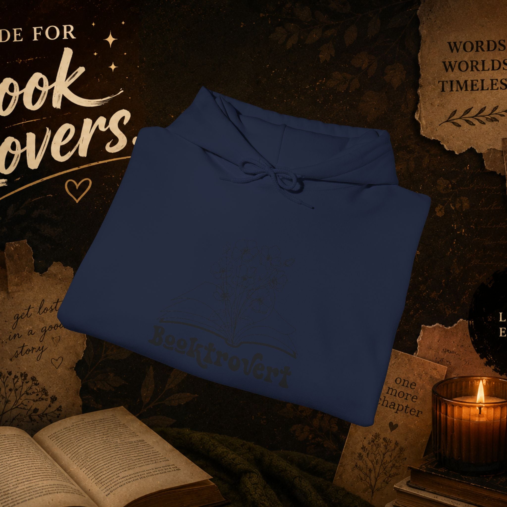 Booktrovert Hoodie — Cozy Reading Sweatshirt with Floral Open-Book Design