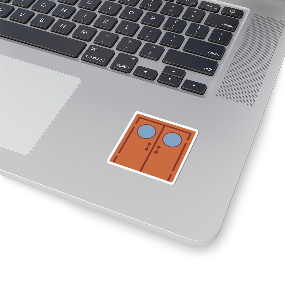 Doorway Graphic Sticker — Retro Double Doors Kiss-Cut Laptop Decal