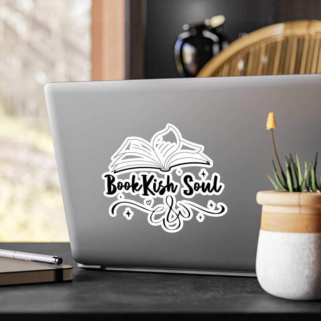 Bookish Soul Kiss-Cut Vinyl Sticker — Open Book Literary Decal for Laptops, Water Bottles, & Journals