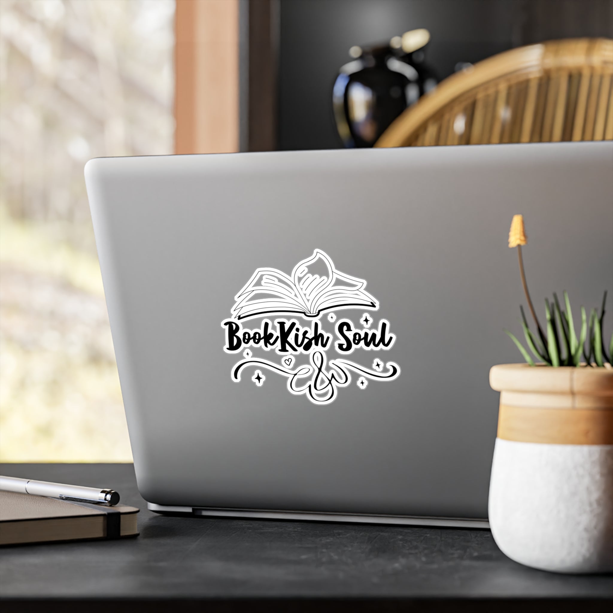 Bookish Soul Kiss-Cut Vinyl Sticker — Open Book Literary Decal for Laptops, Water Bottles, & Journals