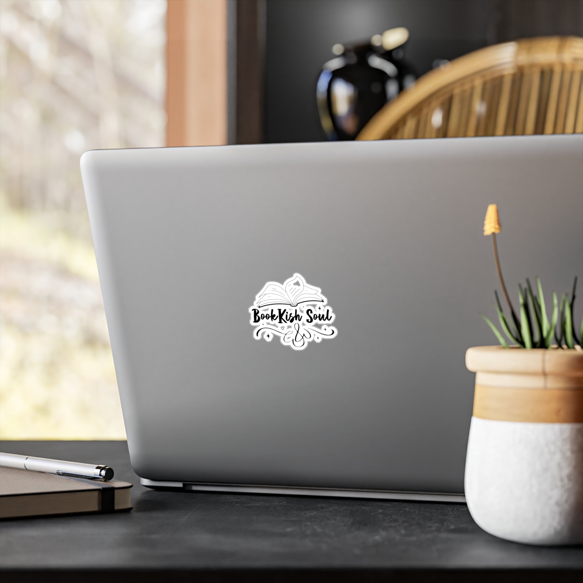 Bookish Soul Kiss-Cut Vinyl Sticker — Open Book Literary Decal for Laptops, Water Bottles, & Journals
