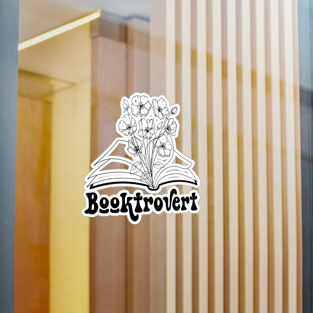 Booktrovert Vinyl Sticker — Floral Open Book Kiss-Cut Decal for Laptops, Water Bottles & Journals