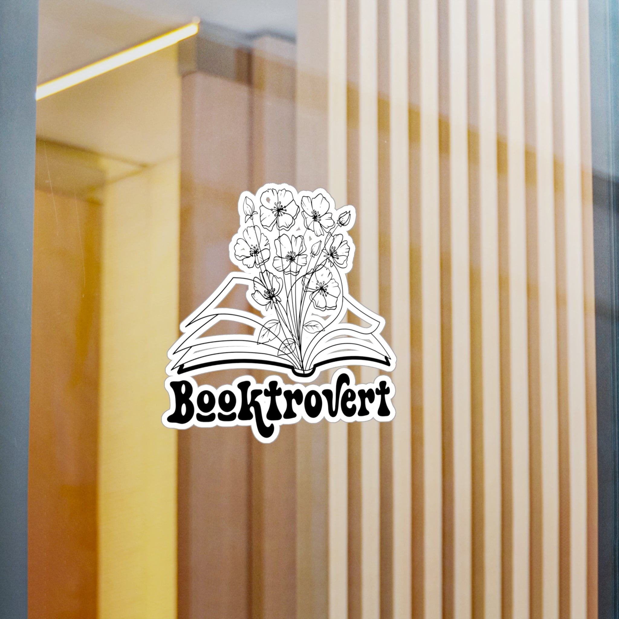 Booktrovert Vinyl Sticker — Floral Open Book Kiss-Cut Decal for Laptops, Water Bottles & Journals