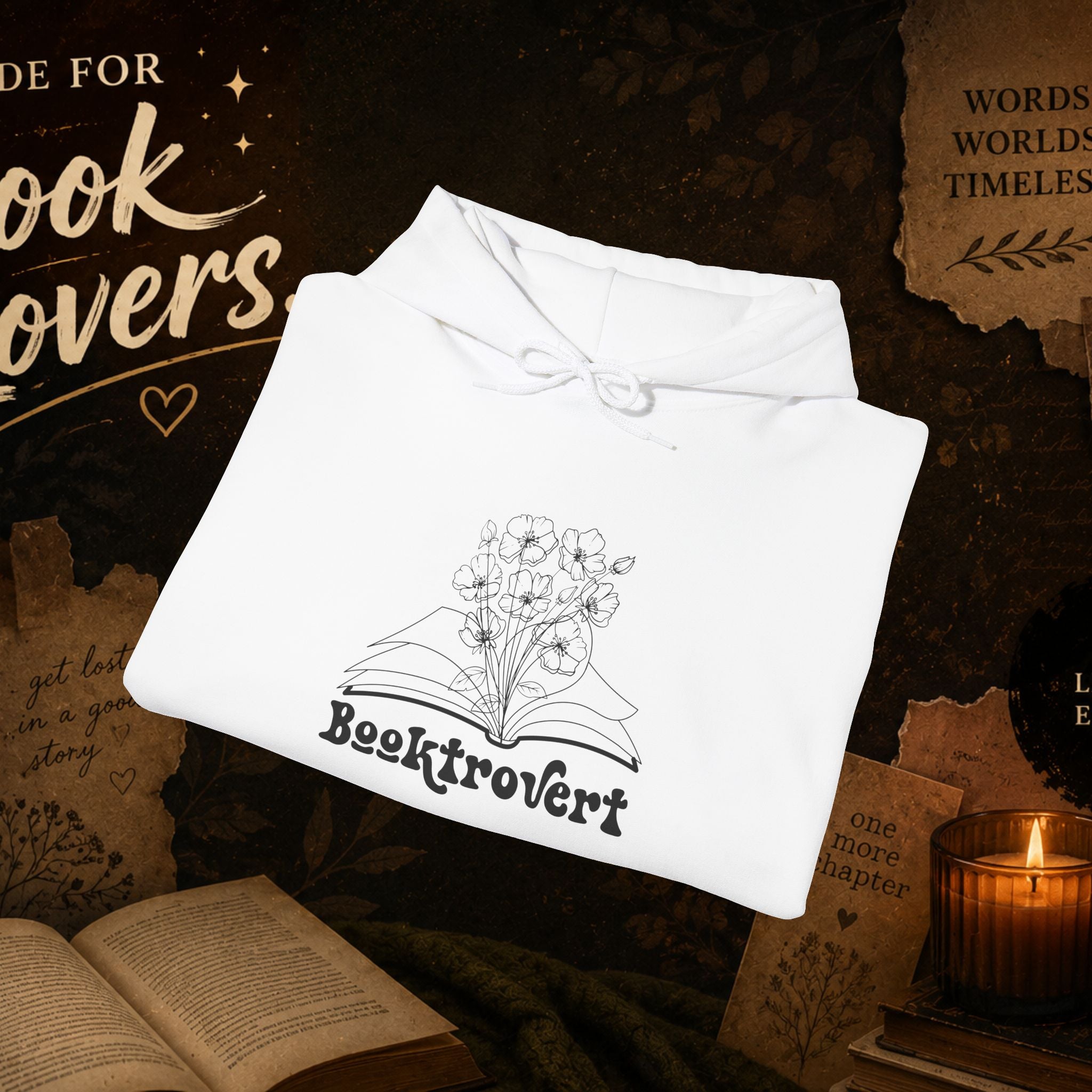 Booktrovert Hoodie — Cozy Reading Sweatshirt with Floral Open-Book Design