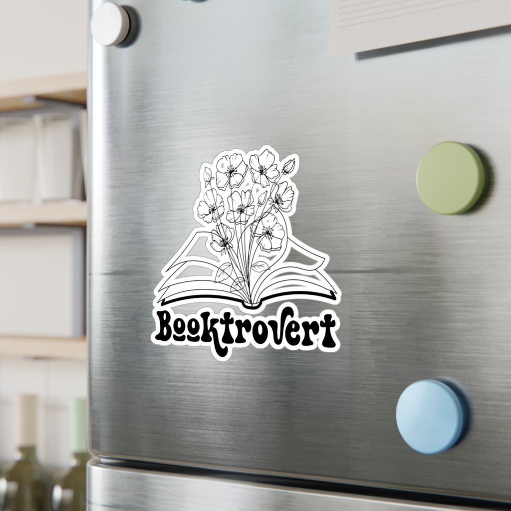 Booktrovert Vinyl Sticker — Floral Open Book Kiss-Cut Decal for Laptops, Water Bottles & Journals