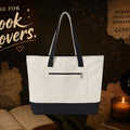 Book Lover Zippered Canvas Tote — "Did You Finish the Book?" Literary Tote Bag- customized front