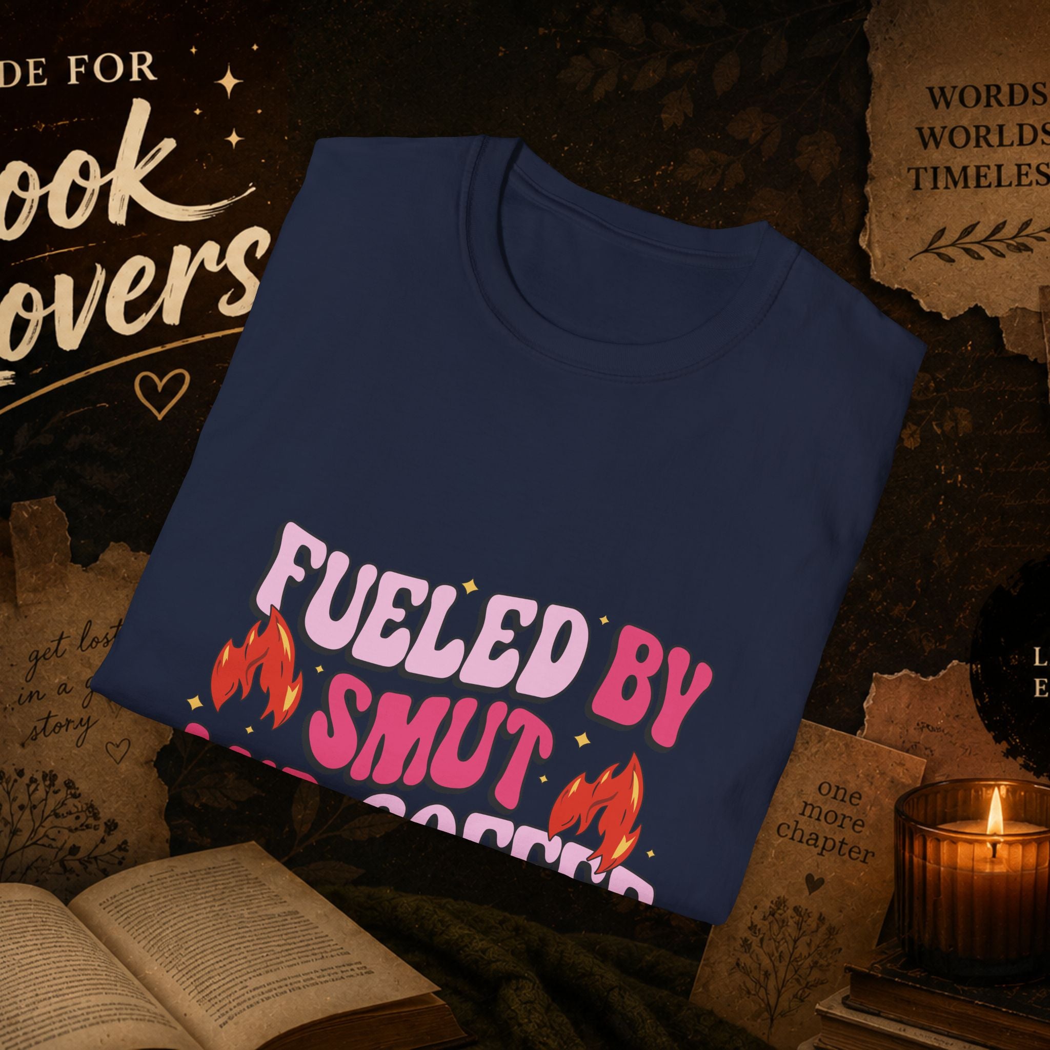 Fueled by Smut and Coffee T-Shirt – Funny Booklover Graphic Tee