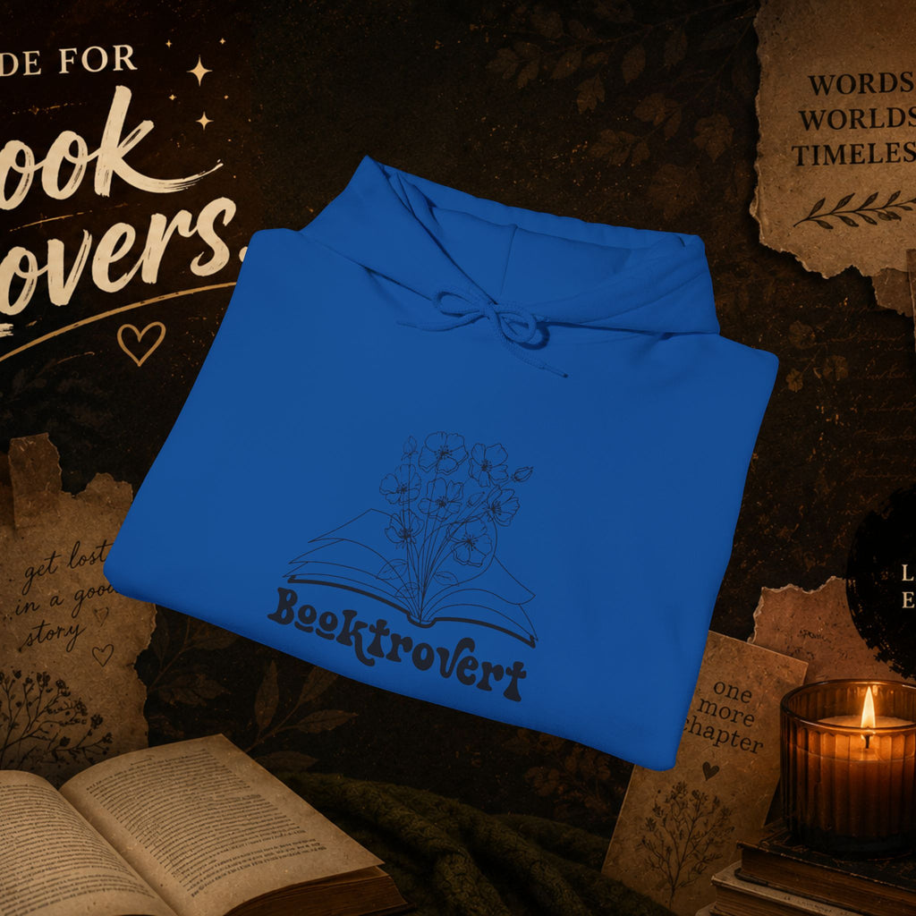 Booktrovert Hoodie — Cozy Reading Sweatshirt with Floral Open-Book Design