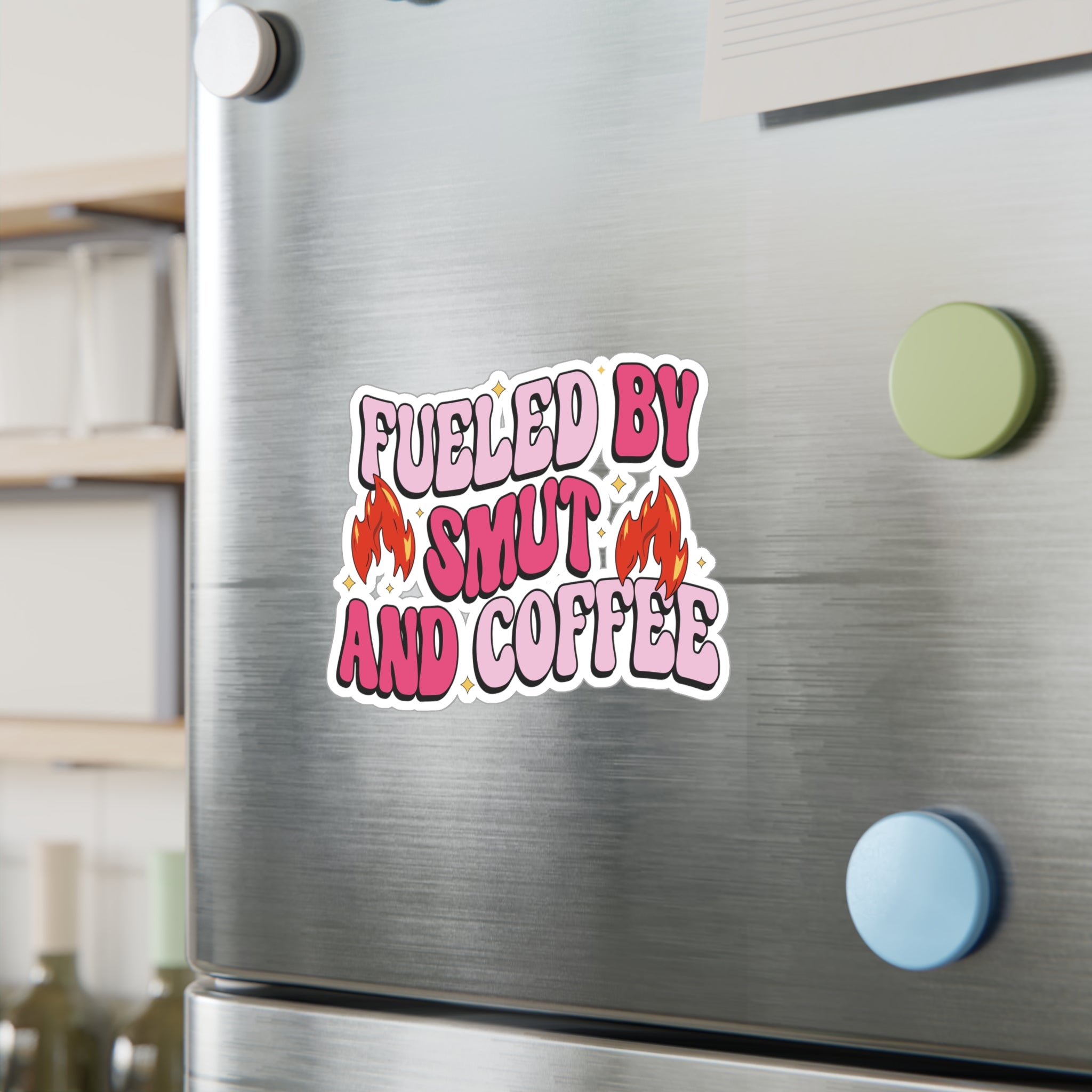 Sticker — "Fueled by Smut and Coffee" Kiss-Cut Vinyl Decal