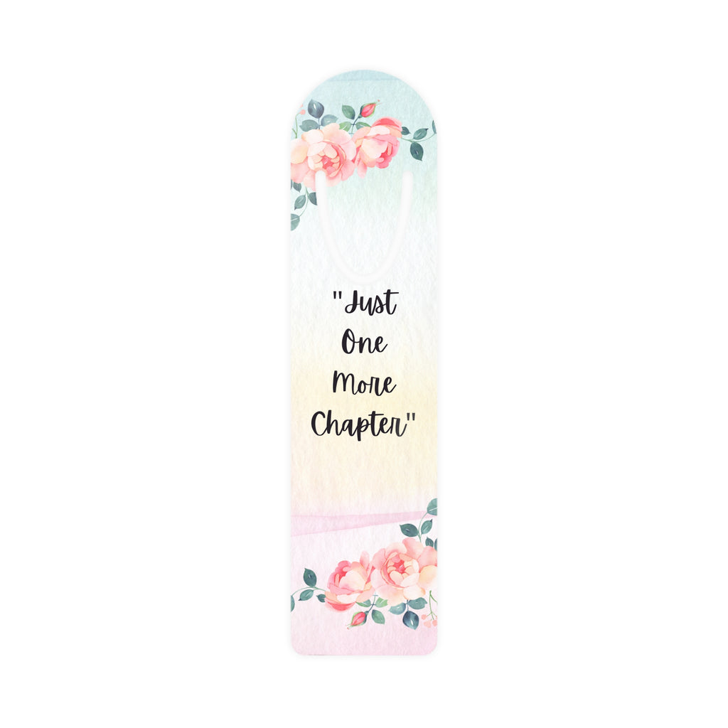 Floral "Just One More Chapter" Metal Bookmark — Pastel Reading Gift