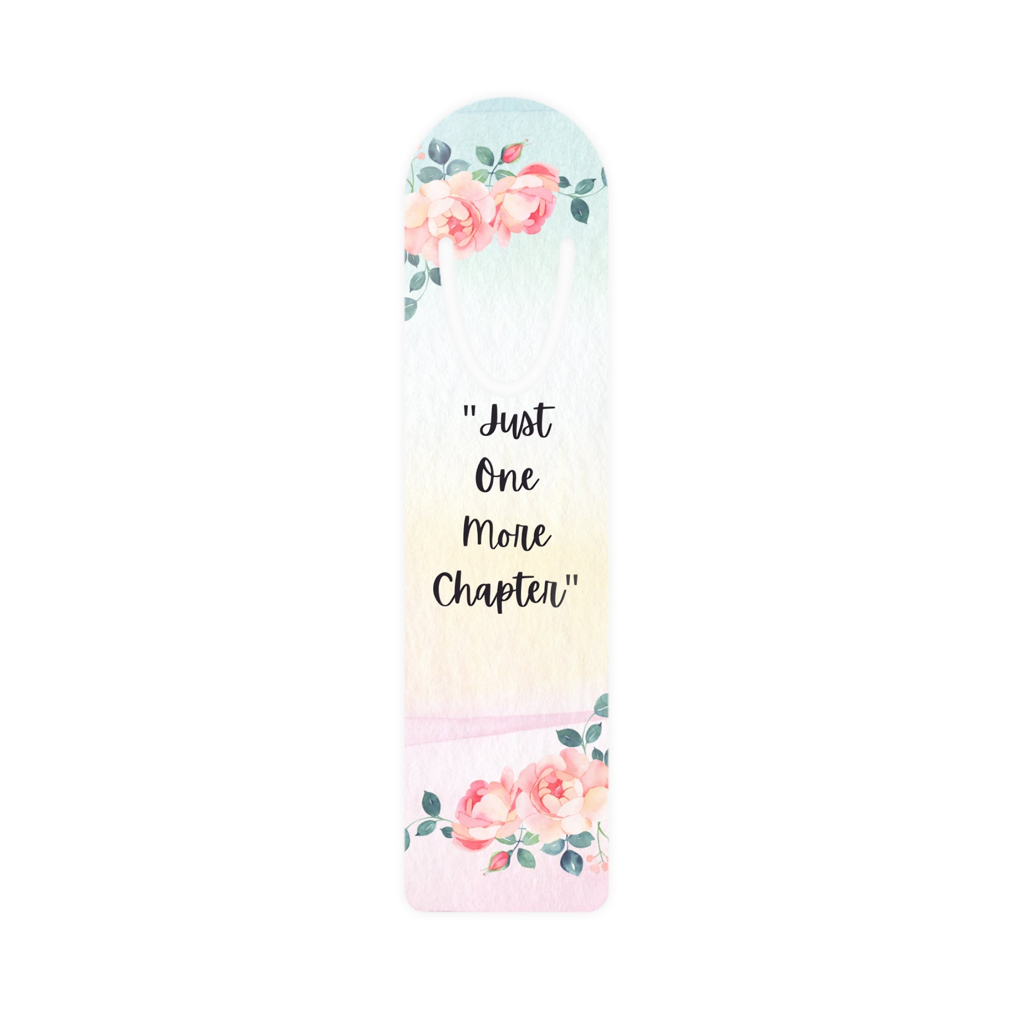 Floral "Just One More Chapter" Metal Bookmark — Pastel Reading Gift