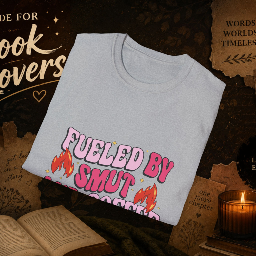 Fueled by Smut and Coffee T-Shirt – Funny Booklover Graphic Tee