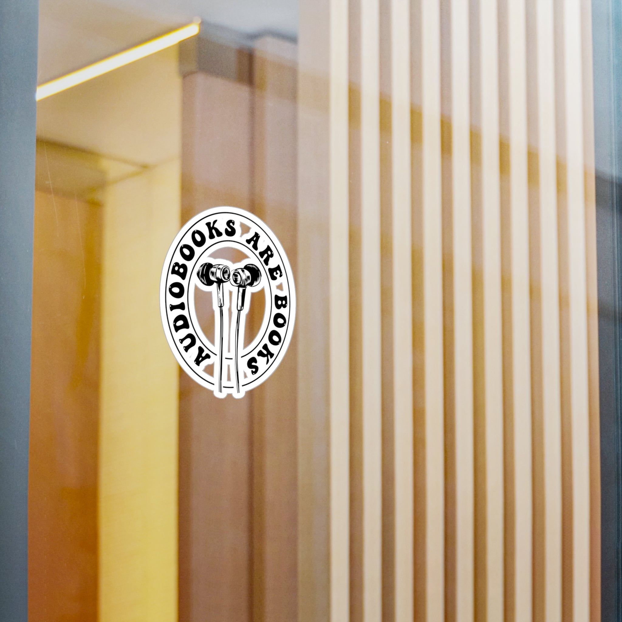 Audiobooks Are Books Vinyl Sticker — Earbuds Design Kiss-Cut Decal for Readers & Listeners