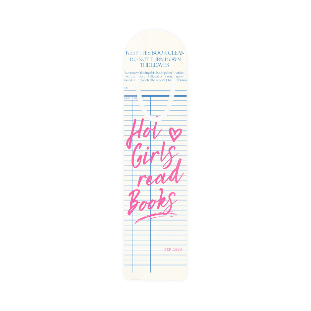 Bookmark - "Hot Girls Read Books" Feminine Literary Bookmark, Pink Script Book Lover Gift
