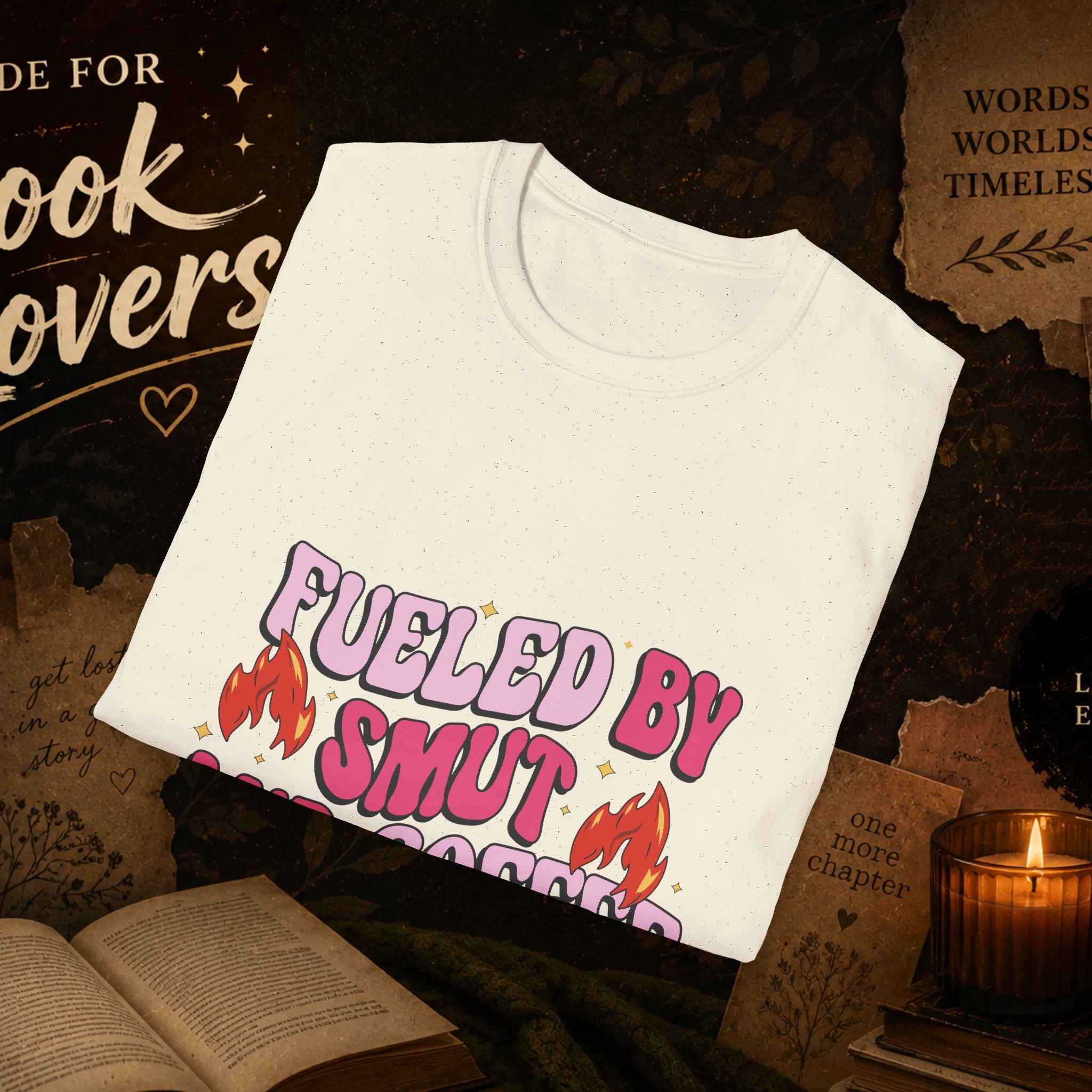 Fueled by Smut and Coffee T-Shirt – Funny Booklover Graphic Tee