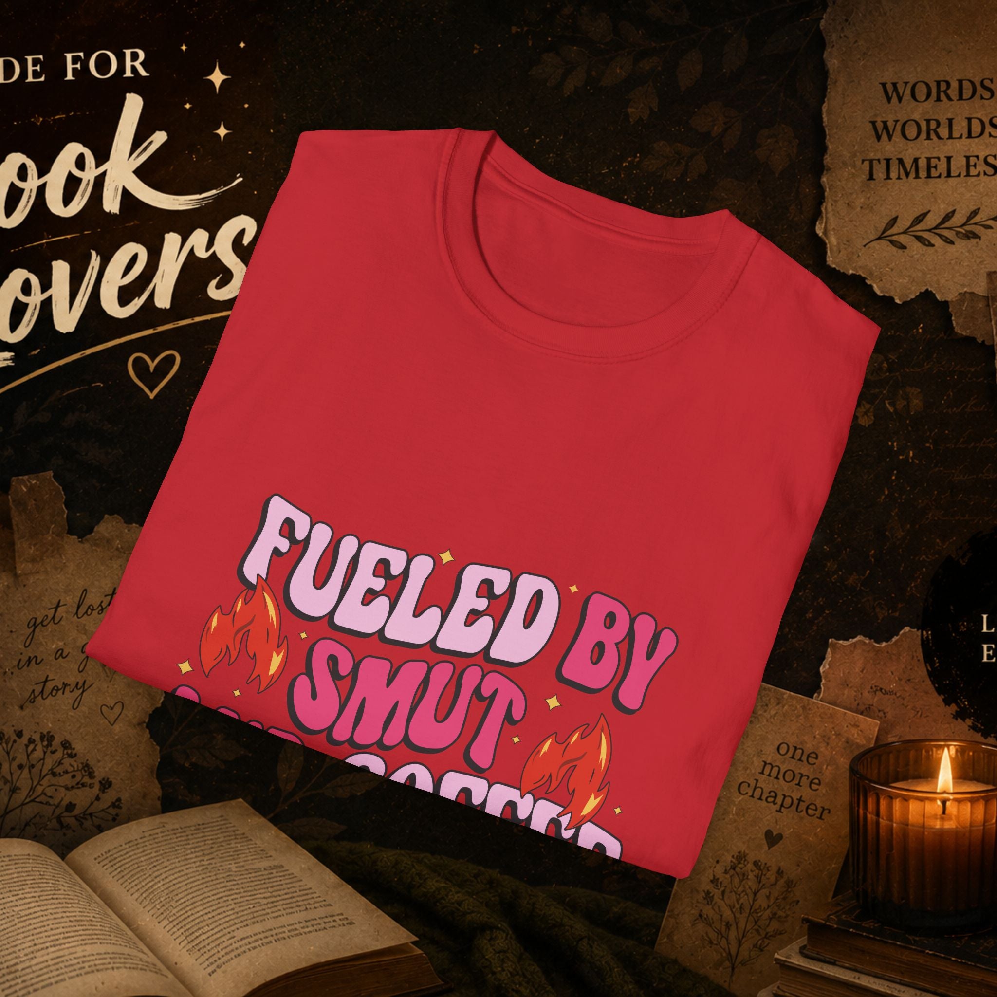 Fueled by Smut and Coffee T-Shirt – Funny Booklover Graphic Tee