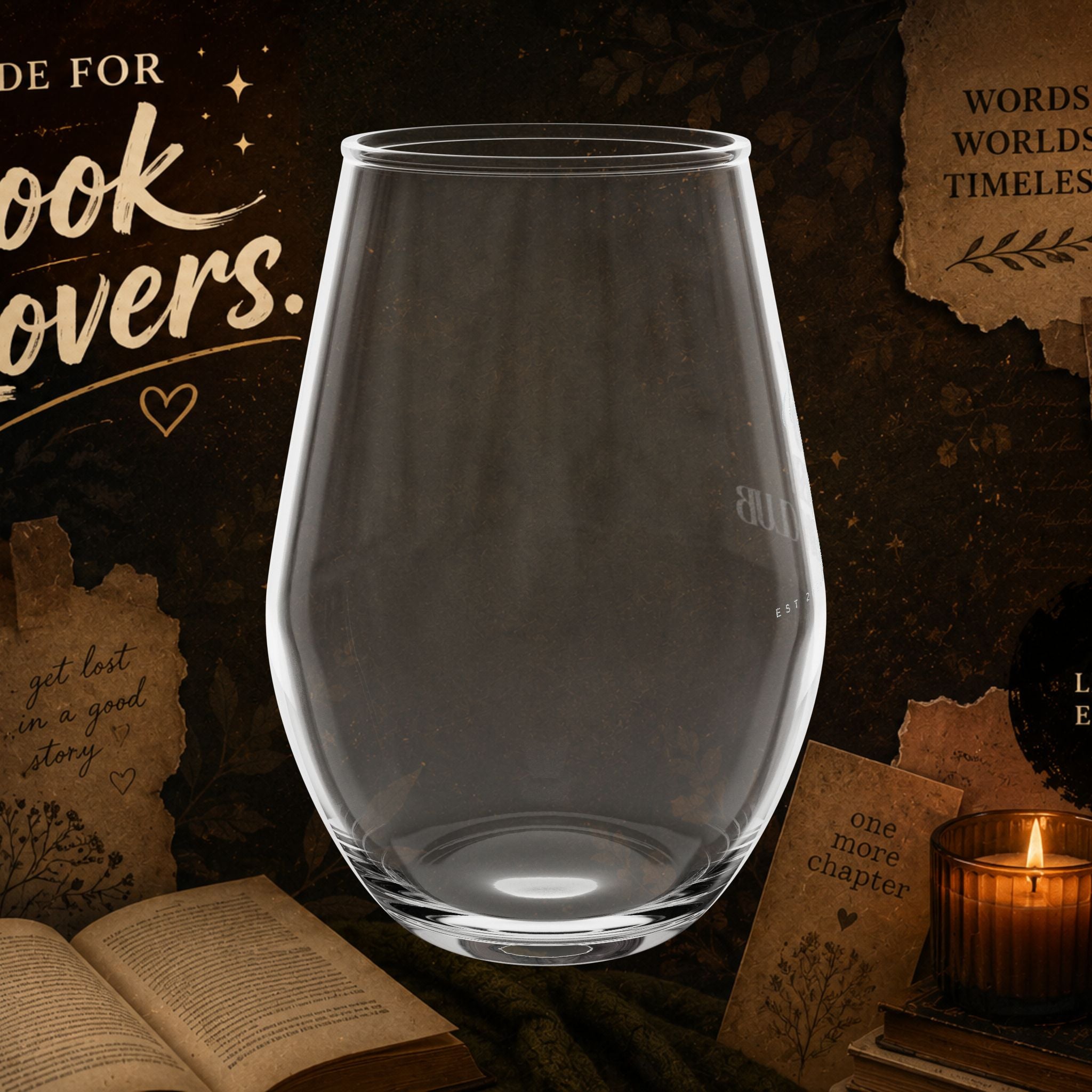 Book Lover Stemless Wine Glass – 'You Finish My Book' Engraved 11.5oz