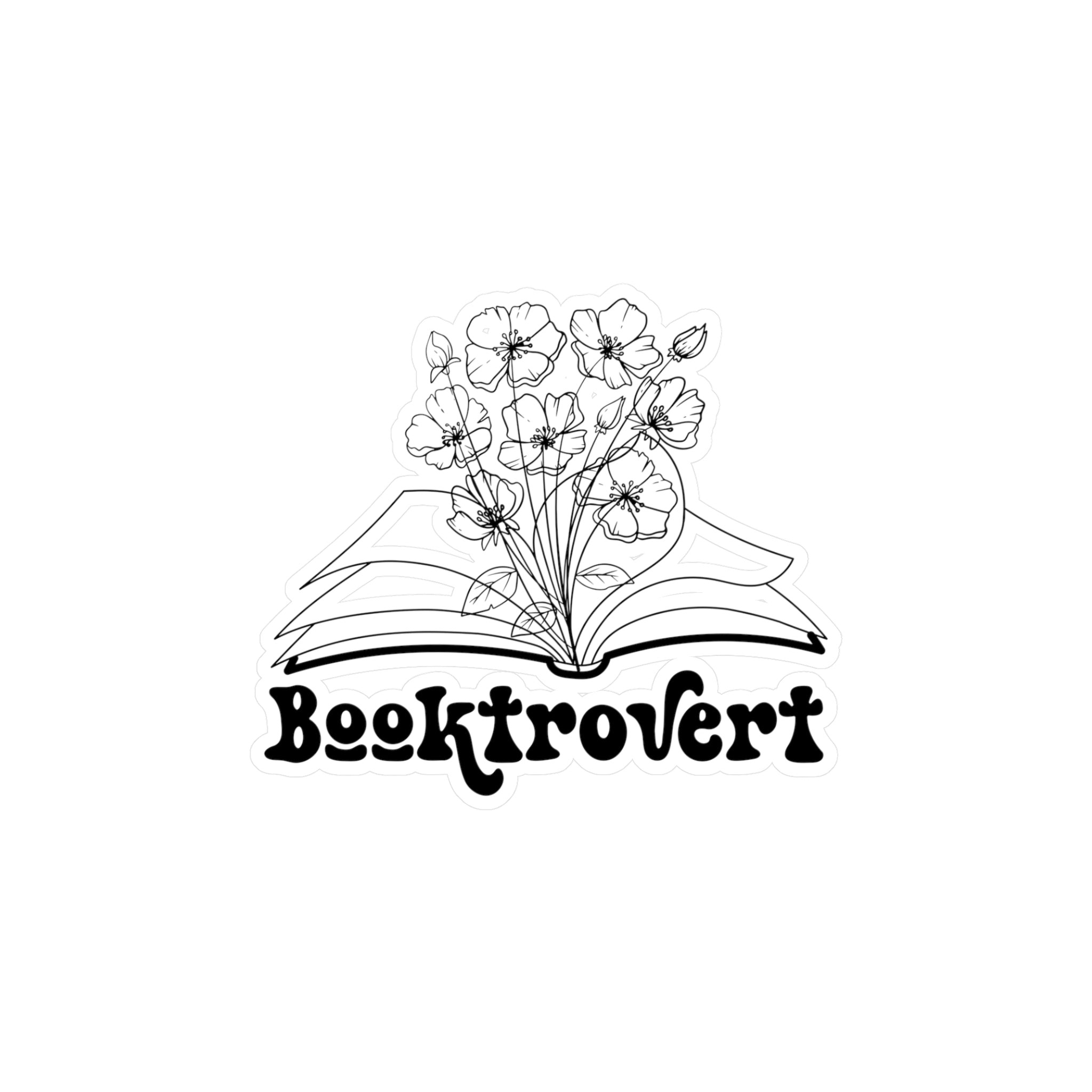 Booktrovert Vinyl Sticker — Floral Open Book Kiss-Cut Decal for Laptops, Water Bottles & Journals