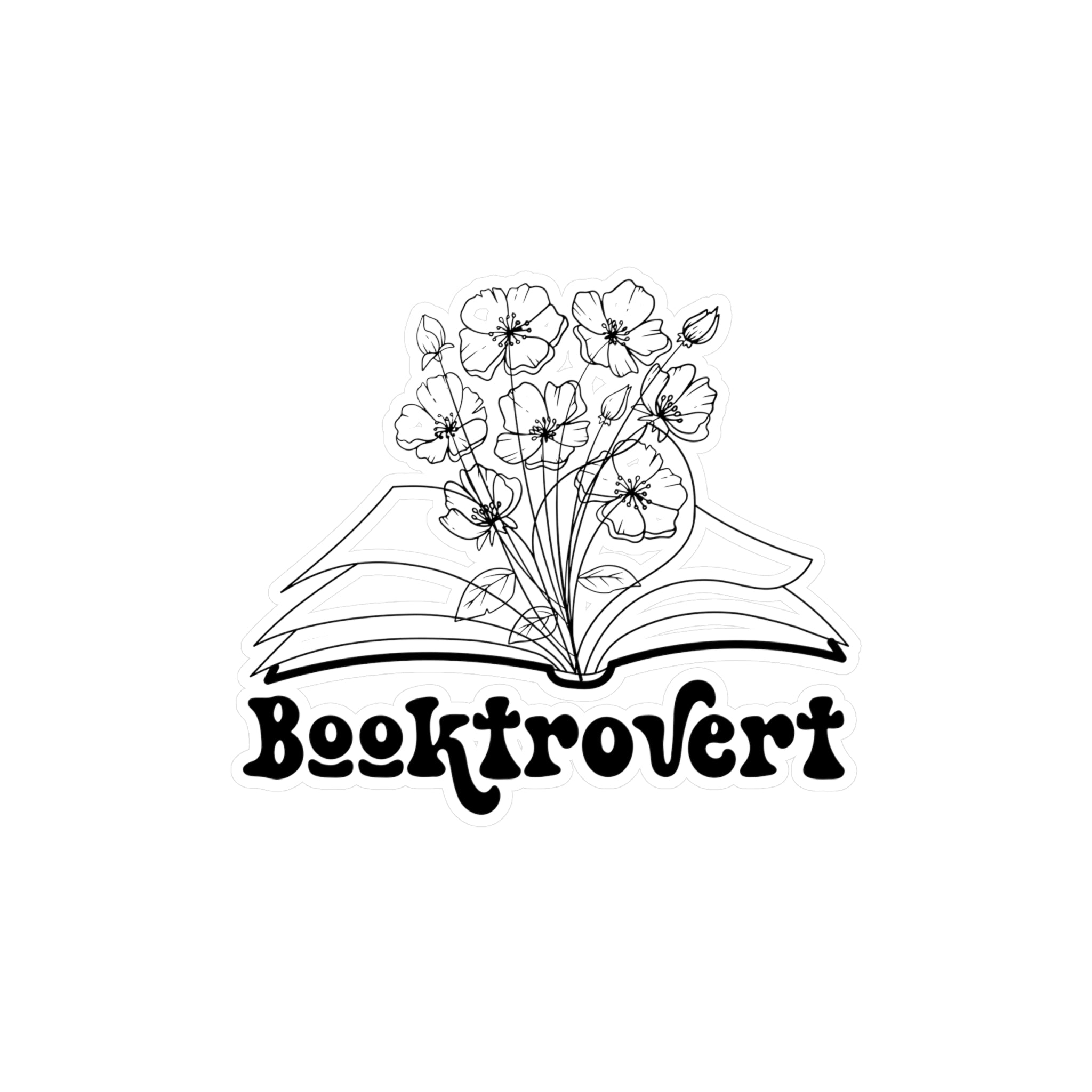 Booktrovert Vinyl Sticker — Floral Open Book Kiss-Cut Decal for Laptops, Water Bottles & Journals