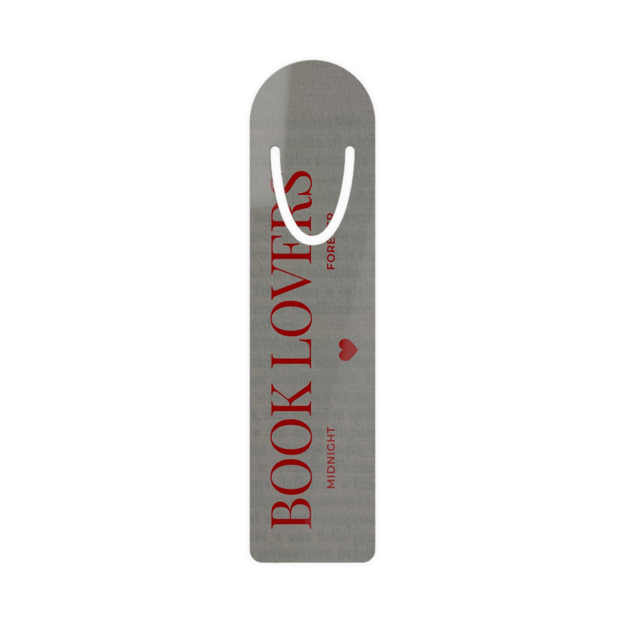 Metal Bookmark - "Book Lover" Red Text on Brushed Steel (Romantic Reading Gift)