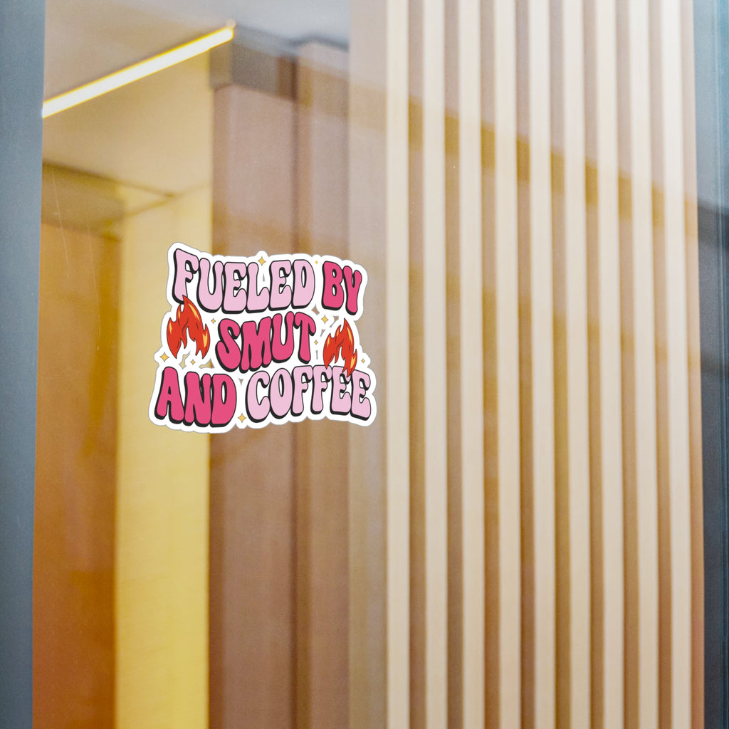 Sticker — "Fueled by Smut and Coffee" Kiss-Cut Vinyl Decal