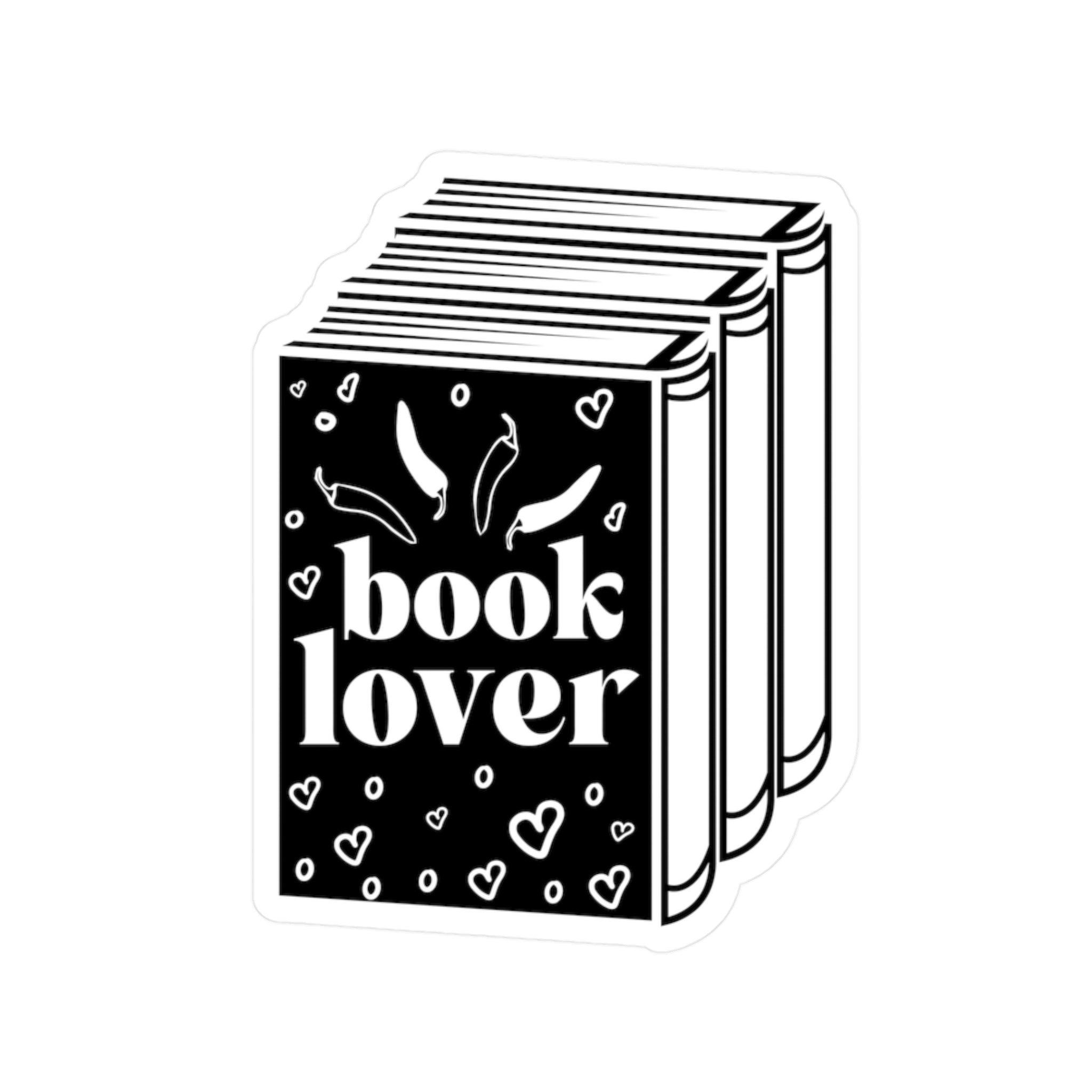 Book Lover Vinyl Sticker — Kiss-Cut Black & White Book Decal