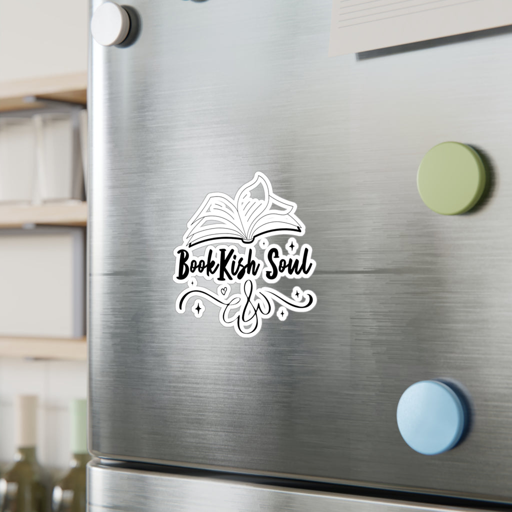Bookish Soul Kiss-Cut Vinyl Sticker — Open Book Literary Decal for Laptops, Water Bottles, & Journals