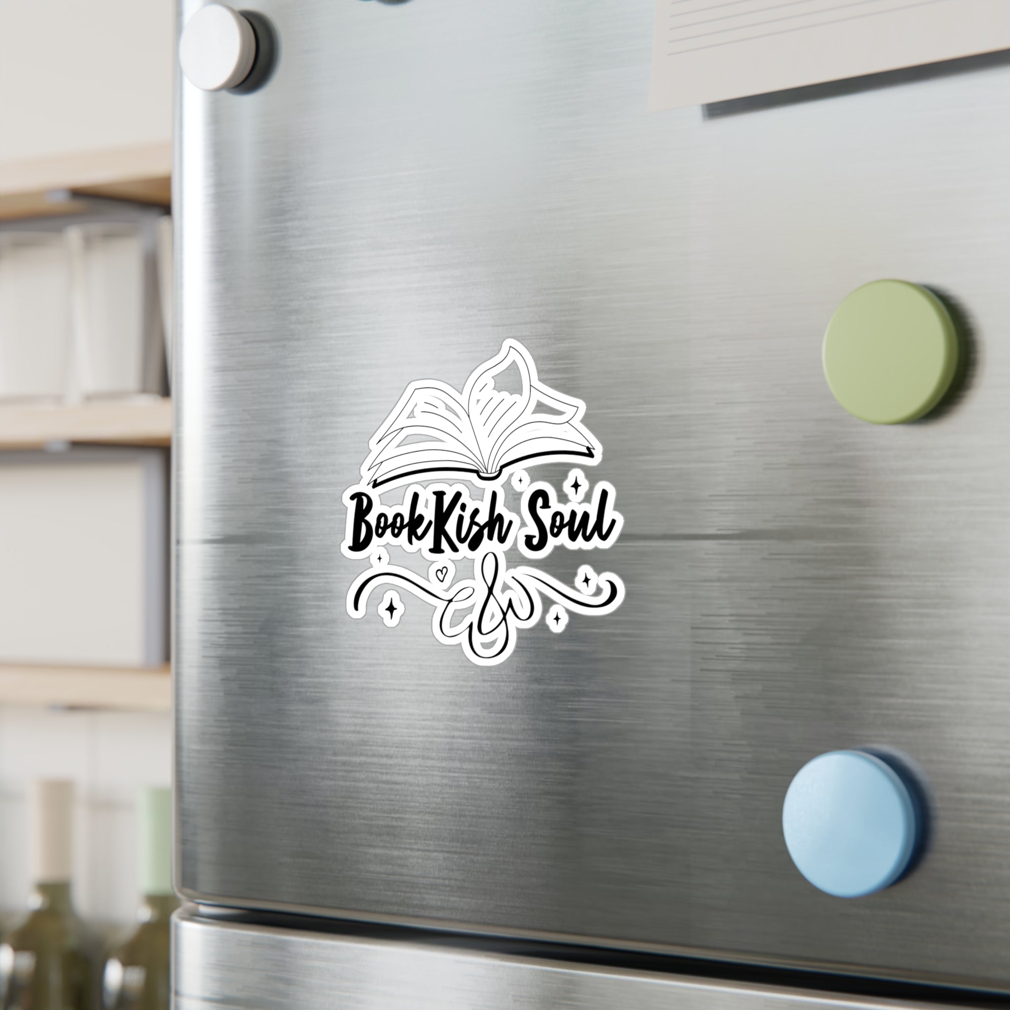 Bookish Soul Kiss-Cut Vinyl Sticker — Open Book Literary Decal for Laptops, Water Bottles, & Journals