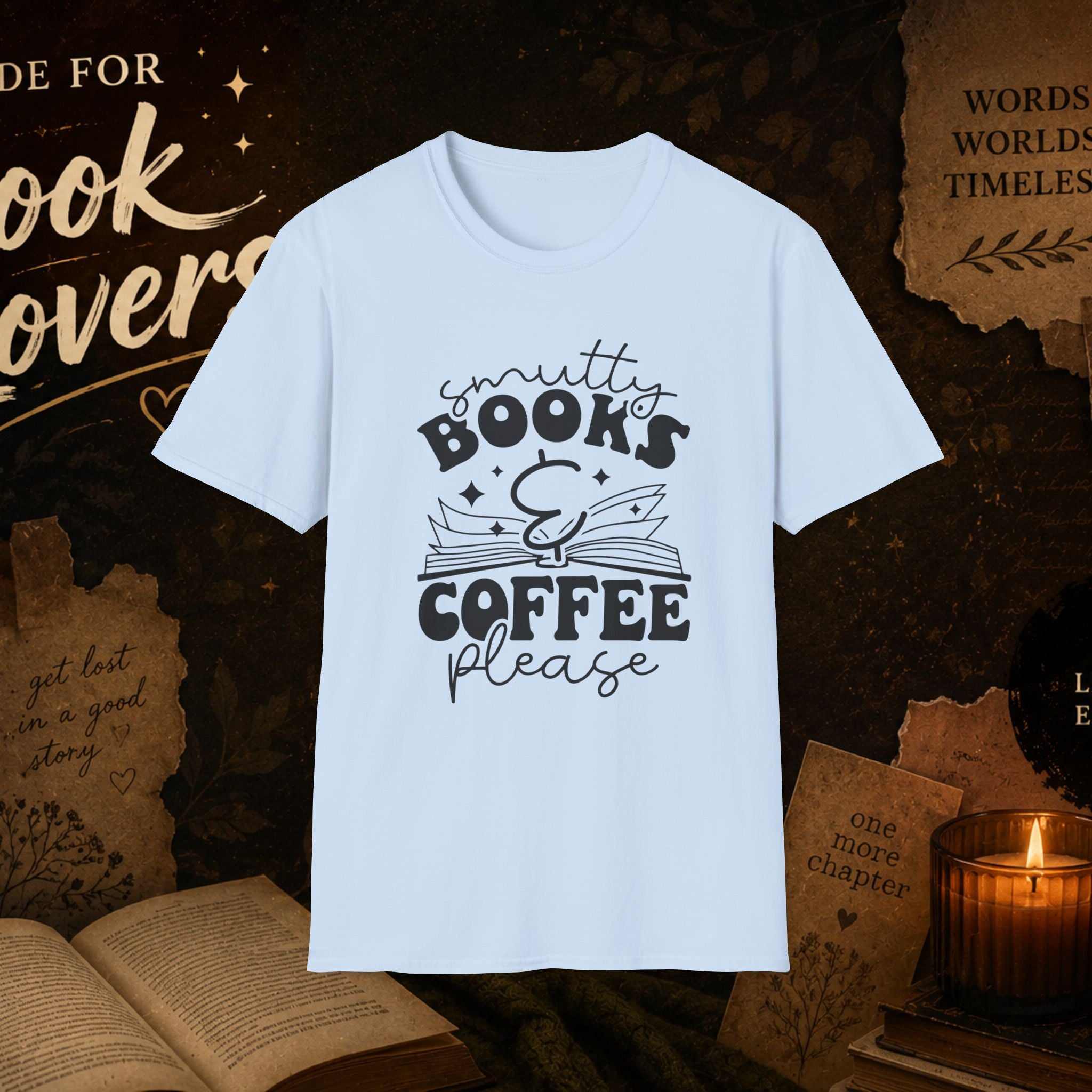 Books & Coffee Please T-Shirt — Funny Book Lover Tee for Readers and Coffee Fans