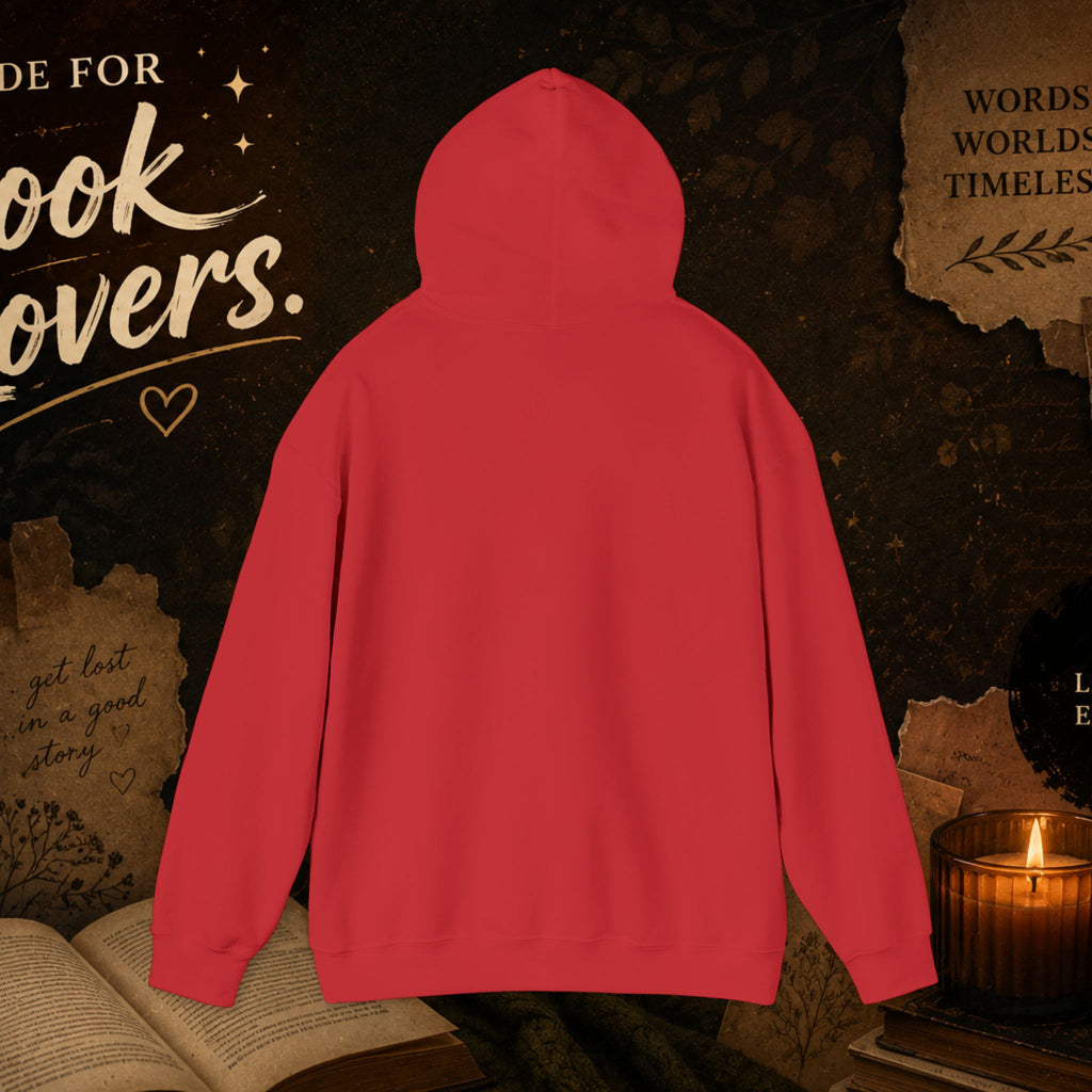 Book Lover Heart Hoodie — "Books" Script Chest Graphic